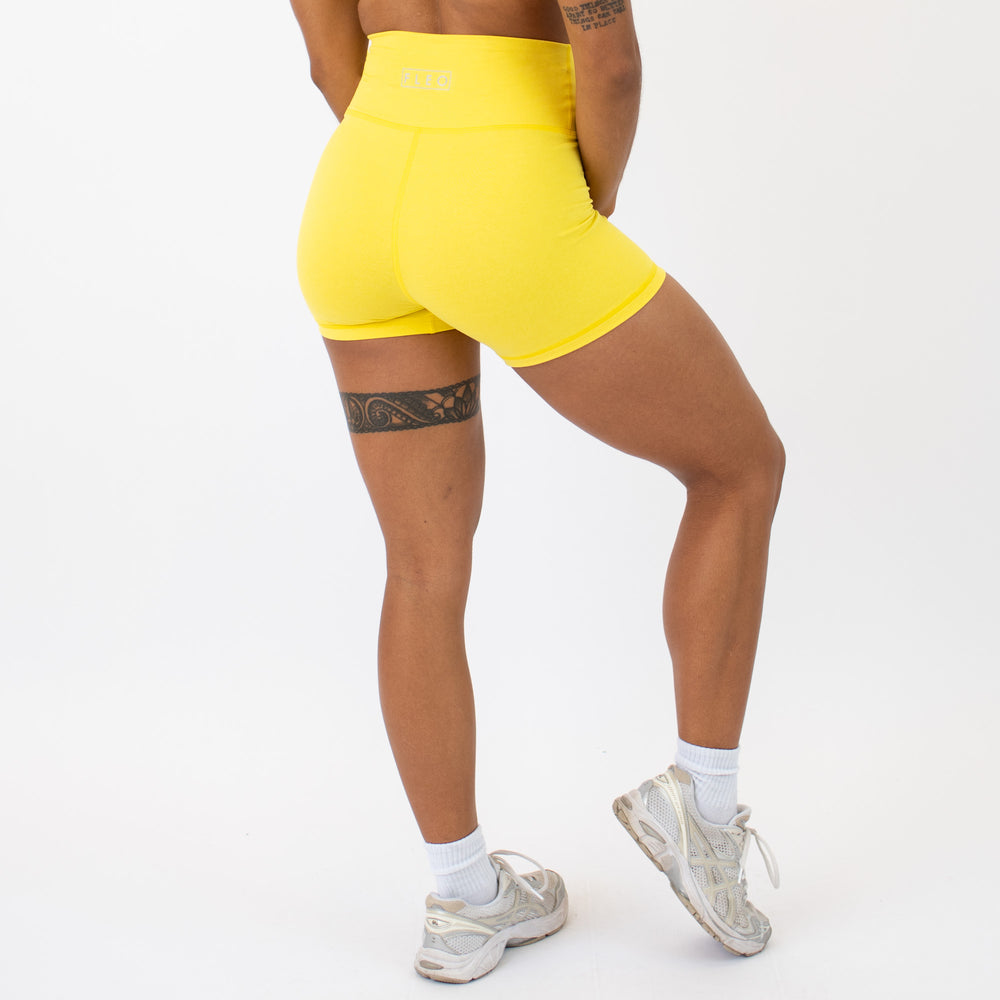 Heather Vibrant Yellow High Rise Spandex Shorts