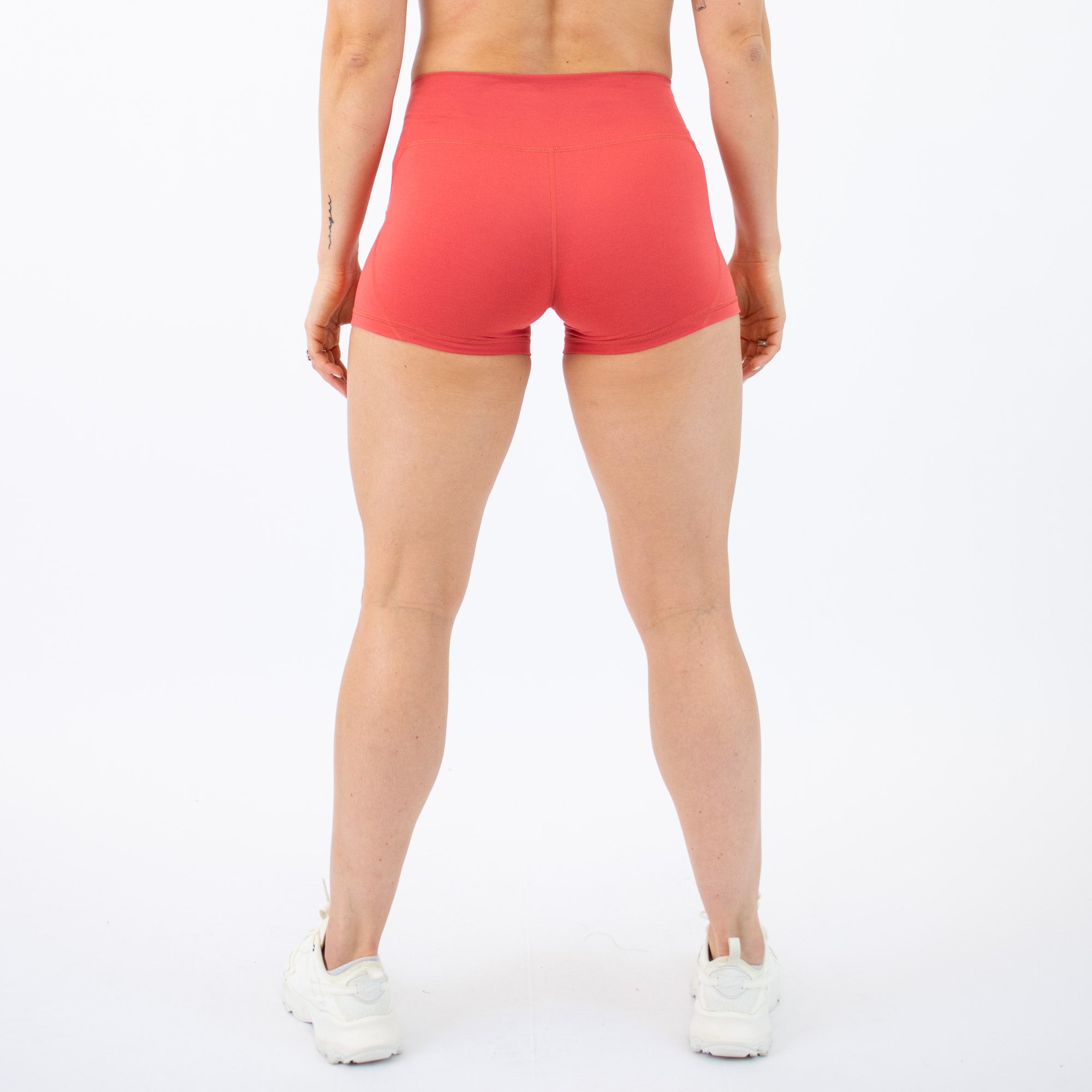 Heather Coral Blush Mid Rise Contour Training Shorts For Women