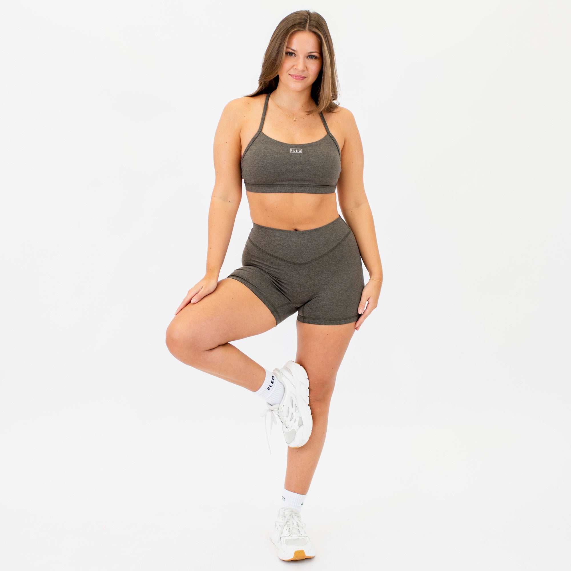 Heather Acid Ink V Waistband No Front Seam High Rise Shorts