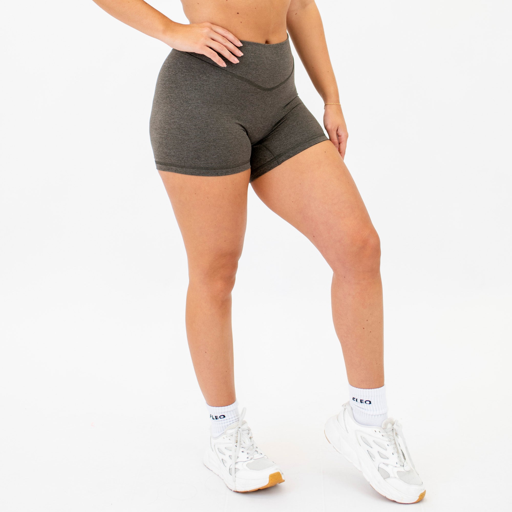 Heather Acid Ink V Waistband No Front Seam High Rise Shorts