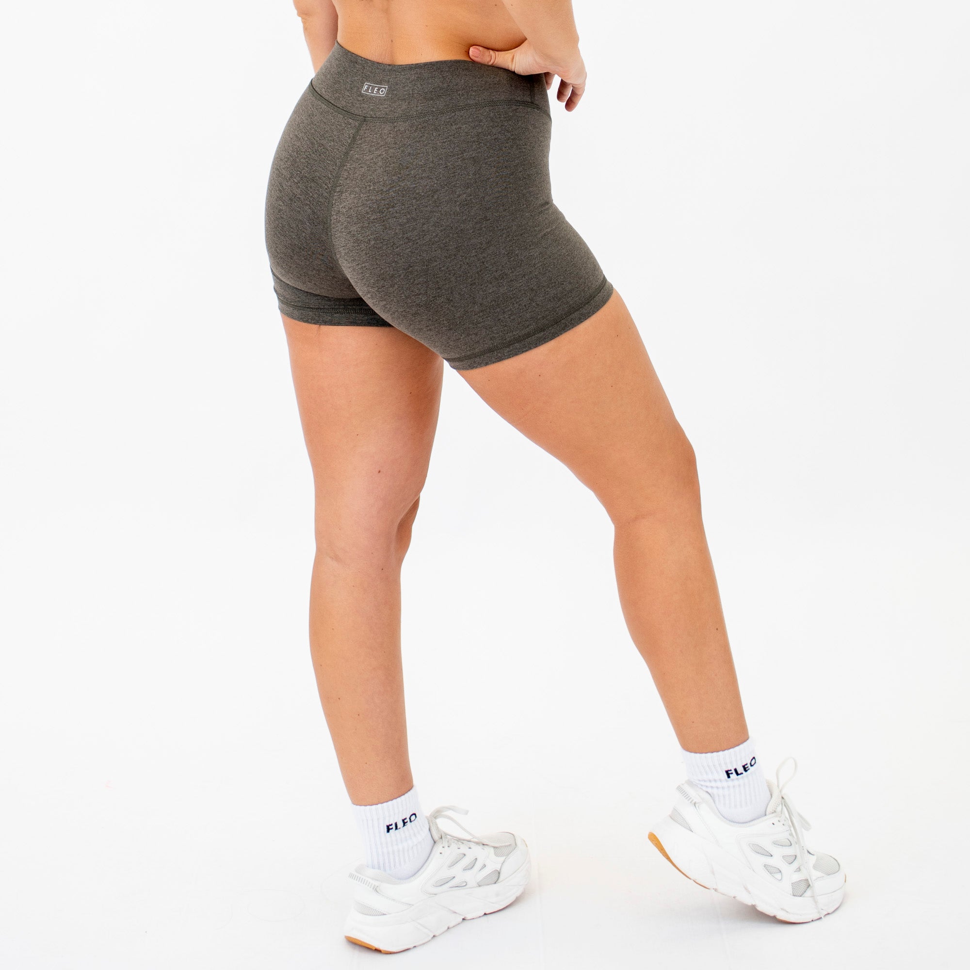 Heather Acid Ink V Waistband No Front Seam High Rise Shorts