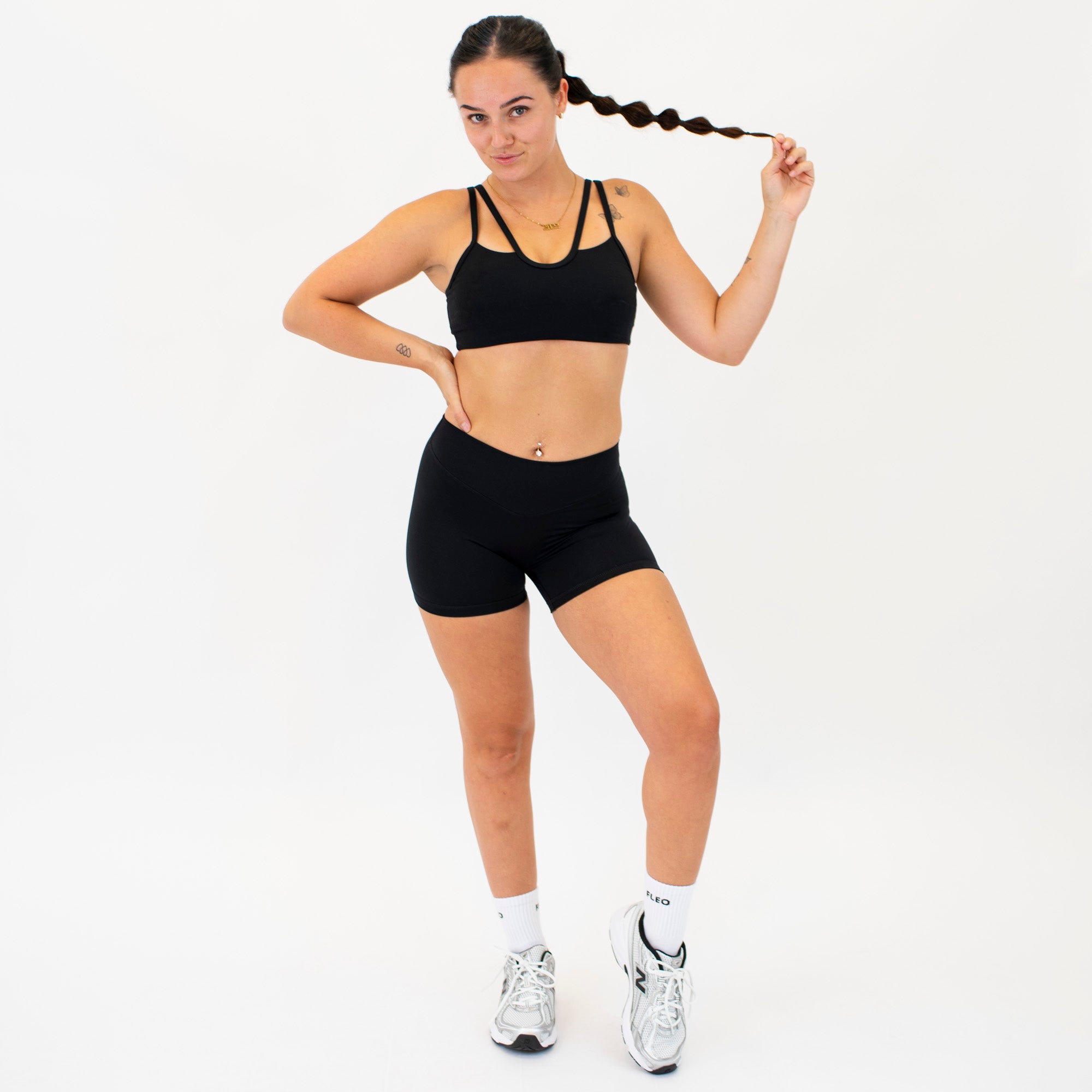 Black V Waistband No Front Seam High Rise Shorts