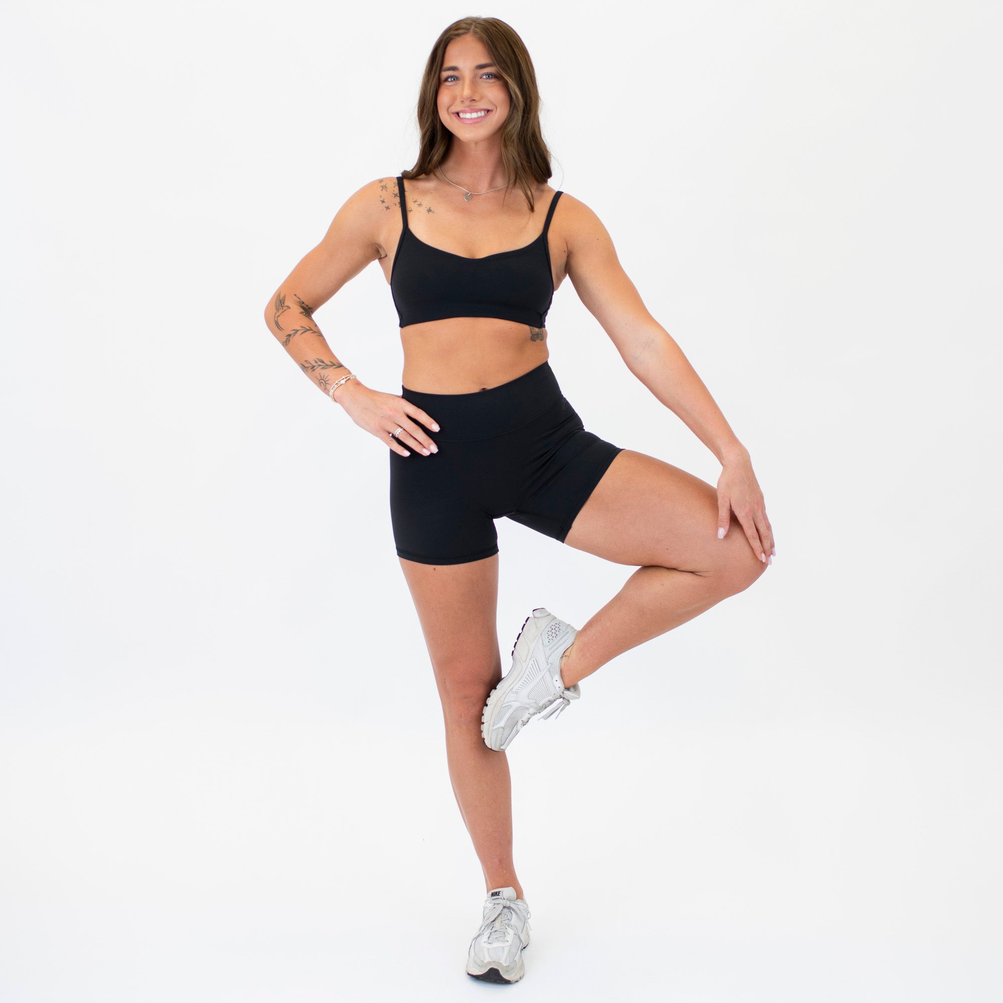 Black High Rise V Back Spandex Shorts