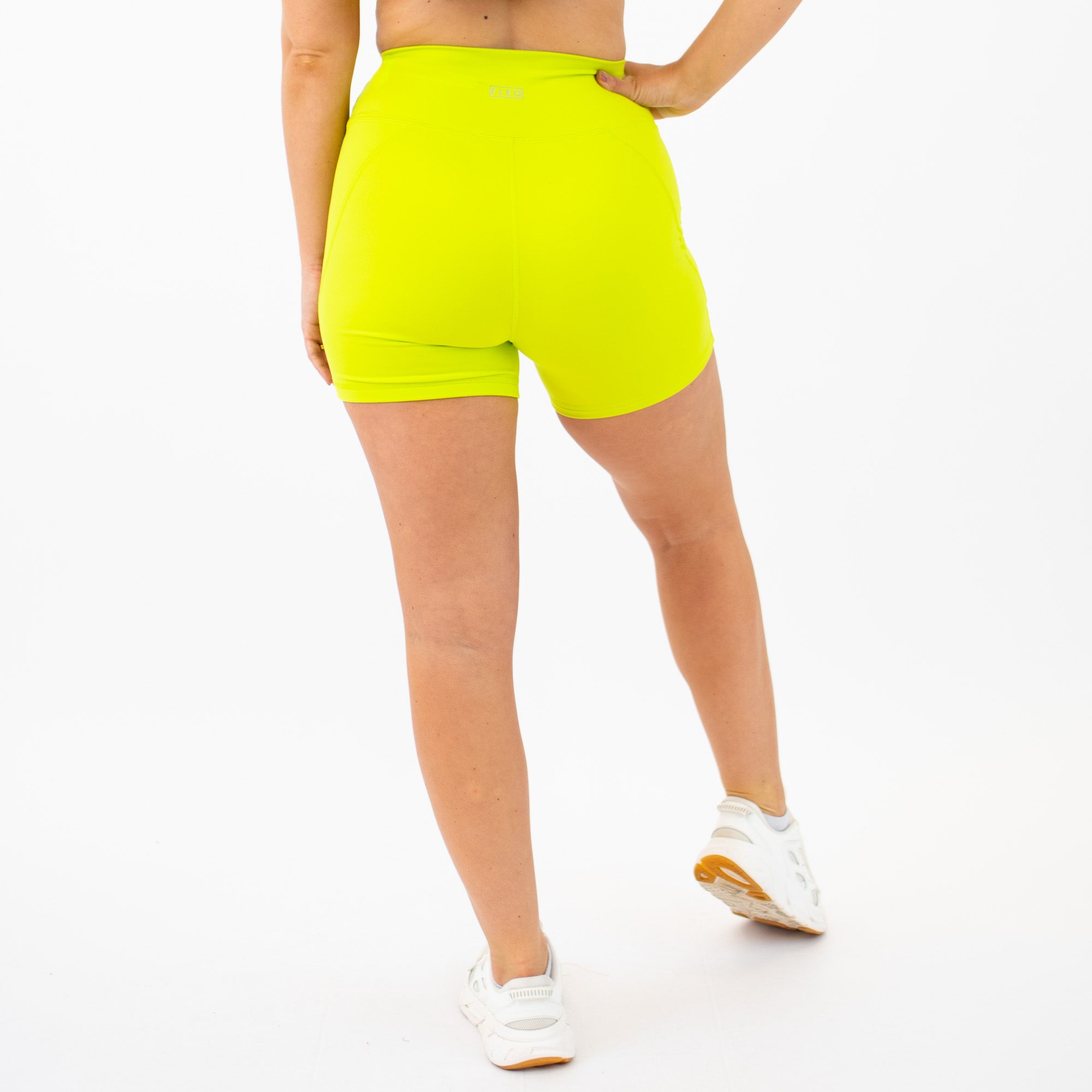 Lime Glow No Front Seam High Rise Spandex Shorts