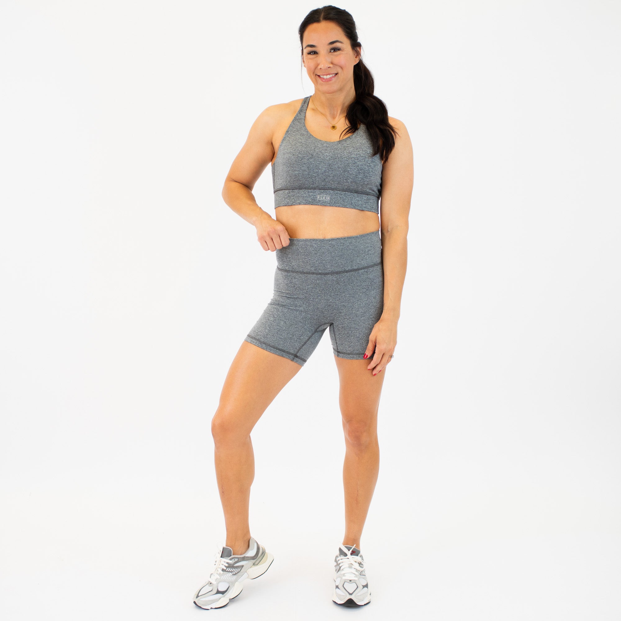 Heather Asphalt No Front Seam High Rise Spandex Shorts