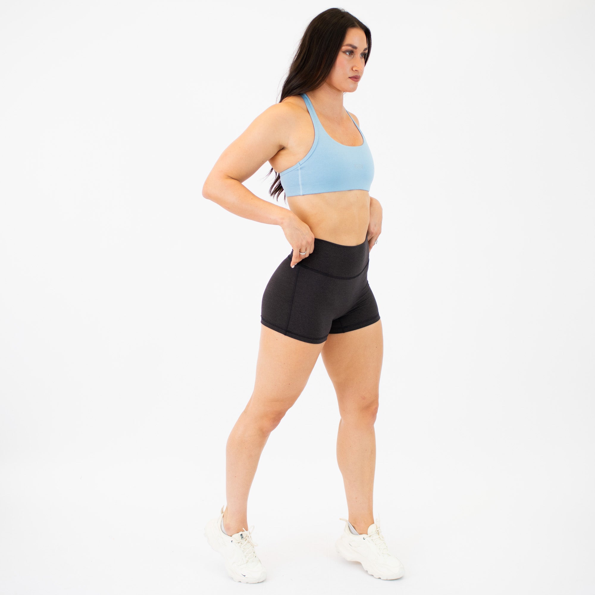 Heather Onyx No Front Seam High Rise Spandex Shorts