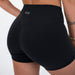 Black High Rise V Back Spandex Shorts