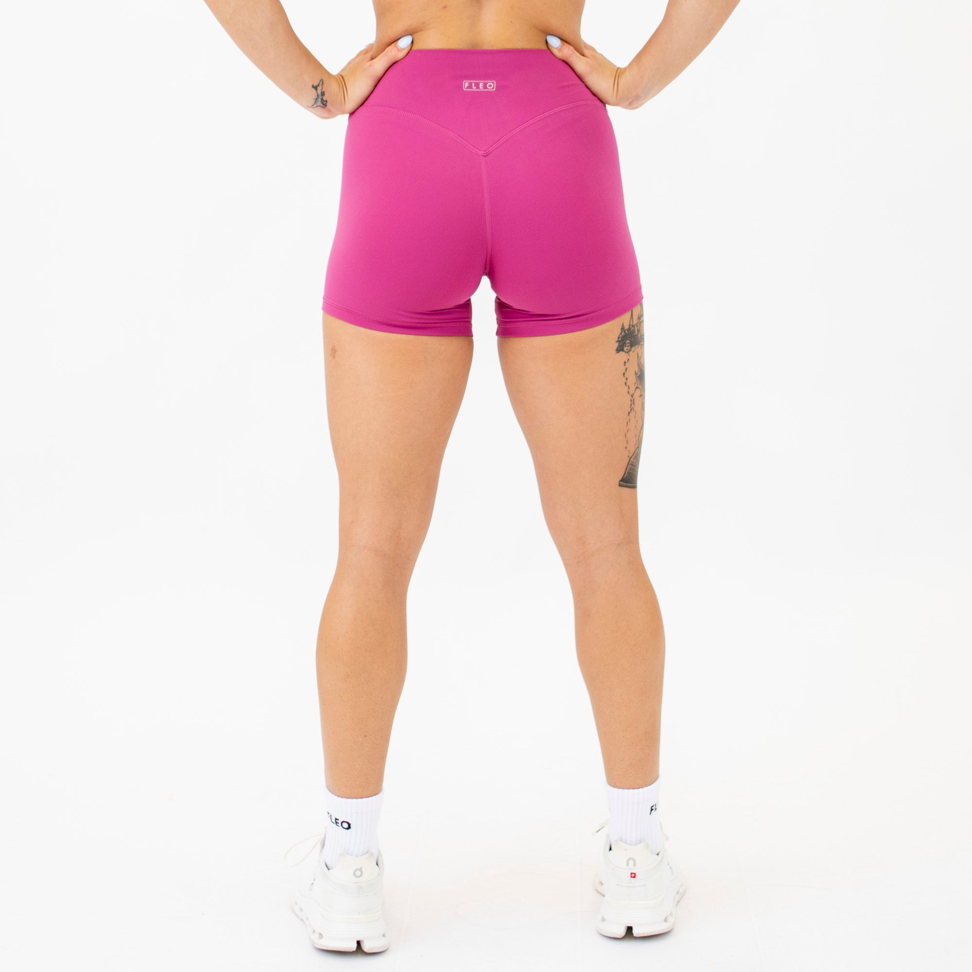 Magenta Haze High Rise V Back Spandex Shorts