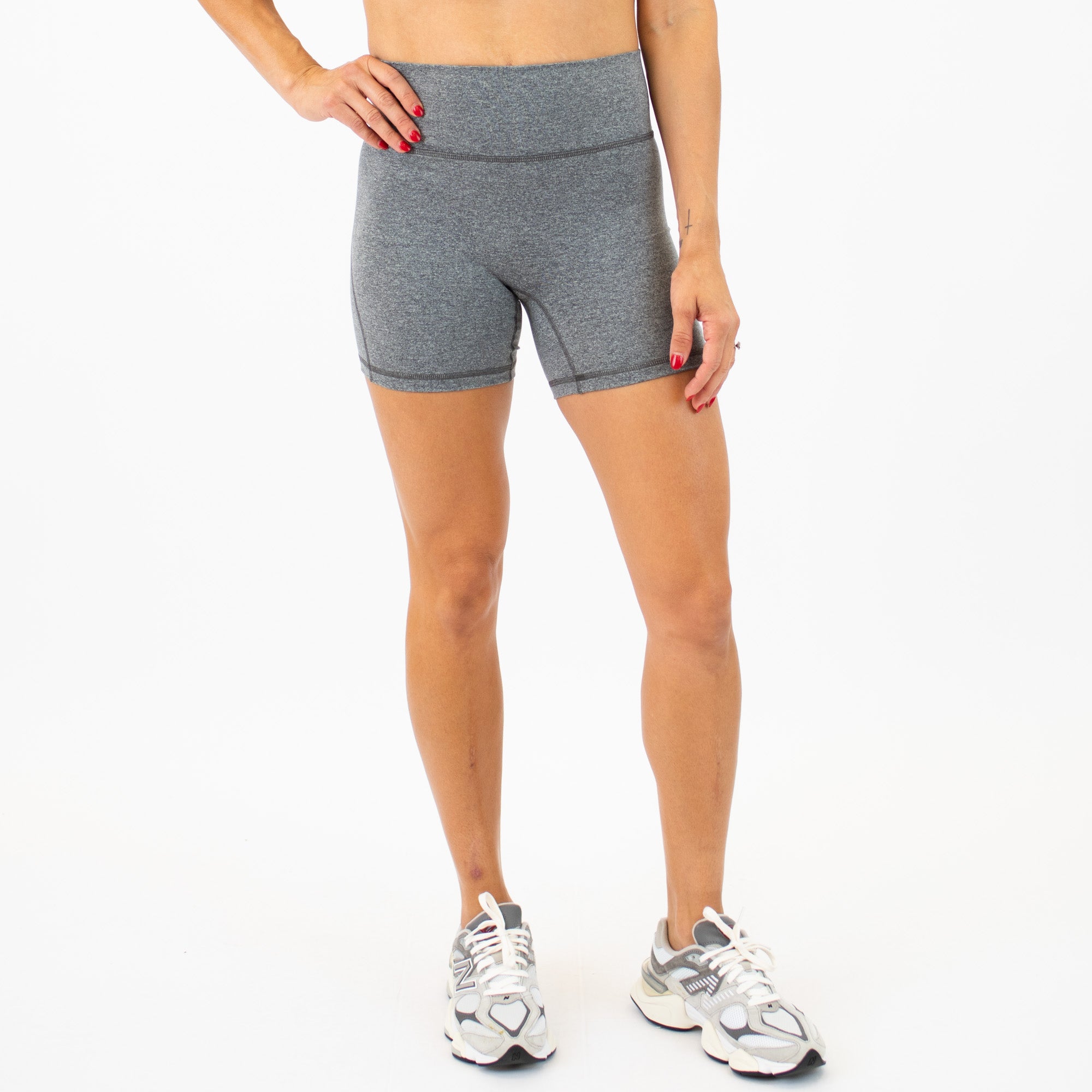 Heather Asphalt No Front Seam High Rise Spandex Shorts