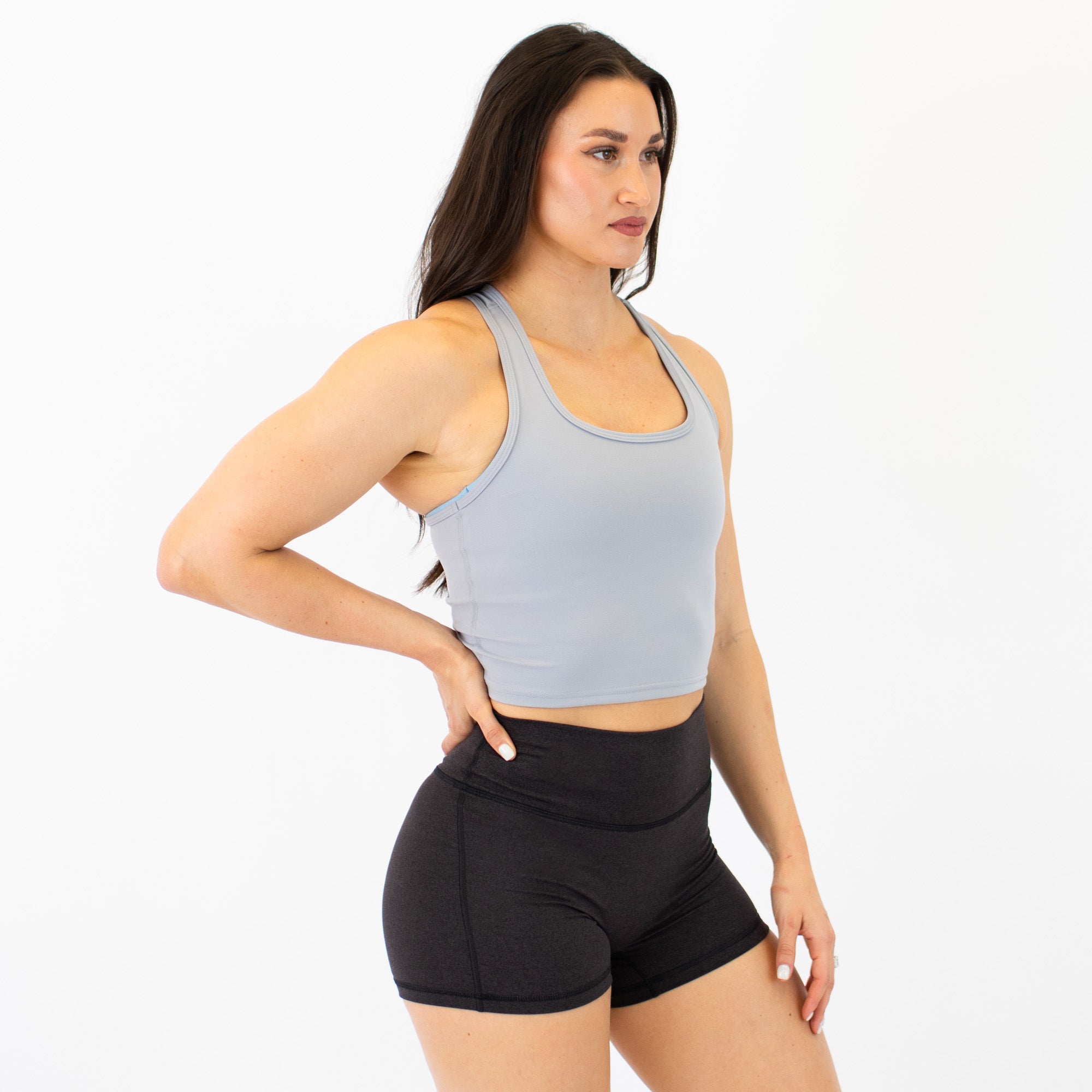 Silver Racerback Crop Tank - Fitted