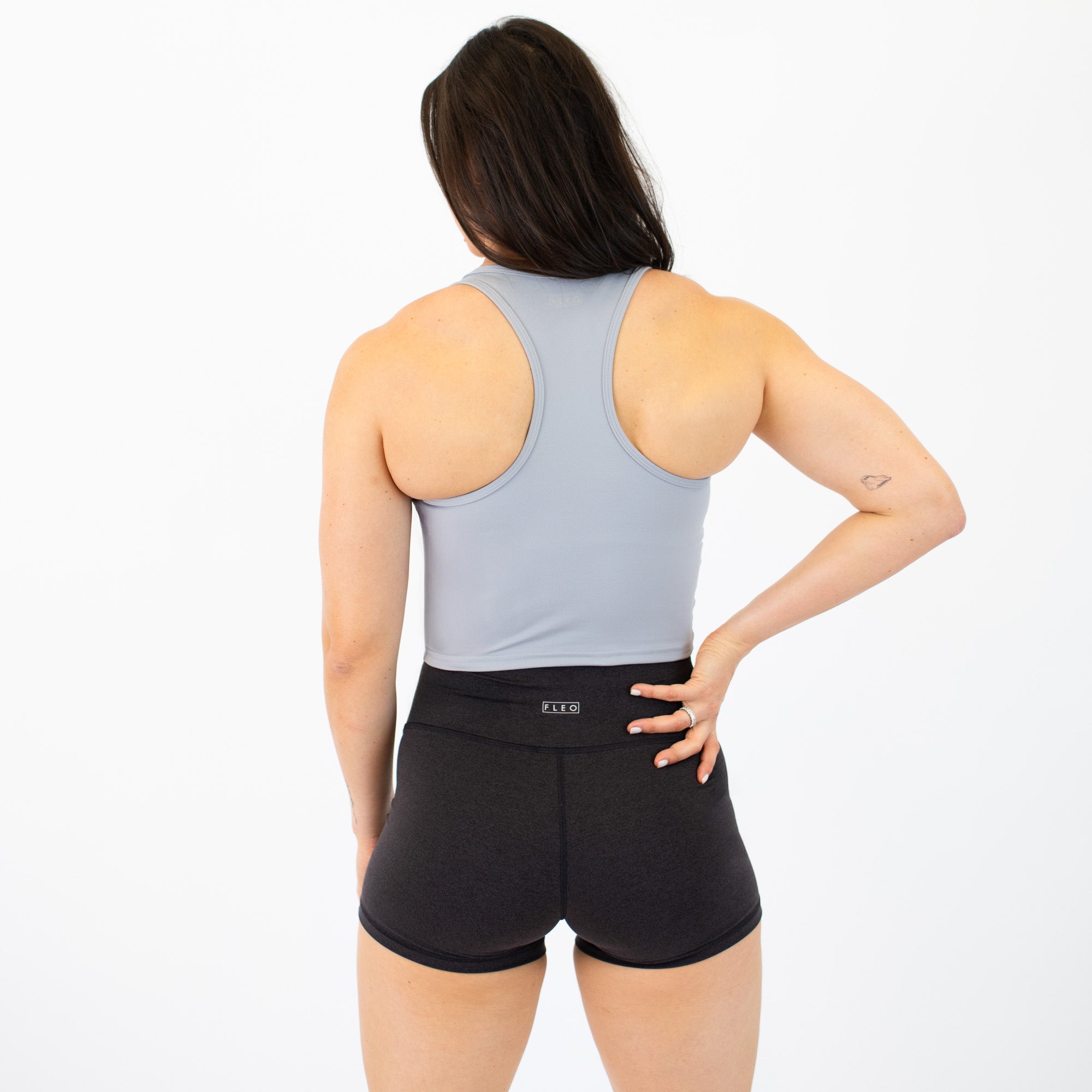 Silver Racerback Crop Tank - Fitted