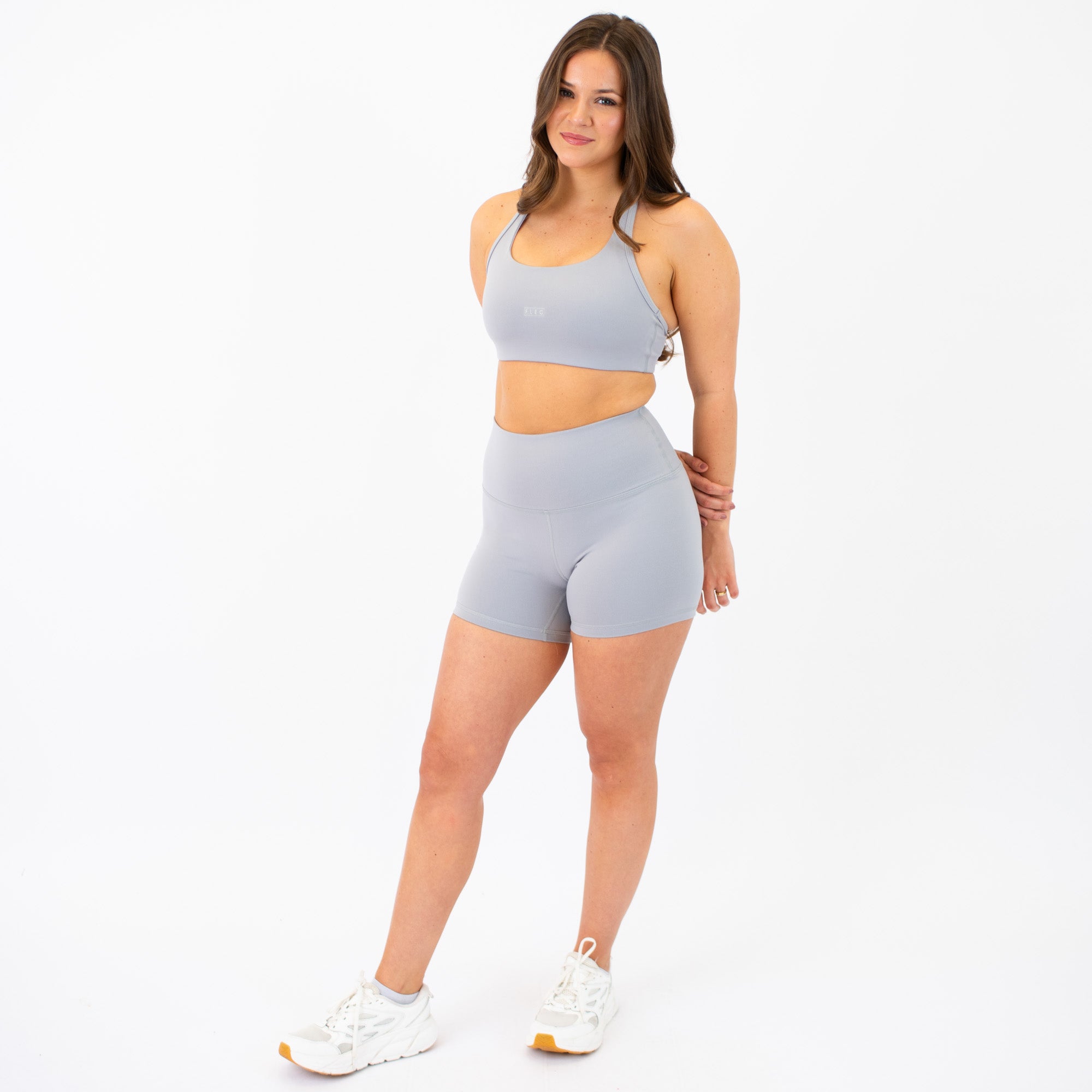 Racerback Sports Bra - Sage in Silver
