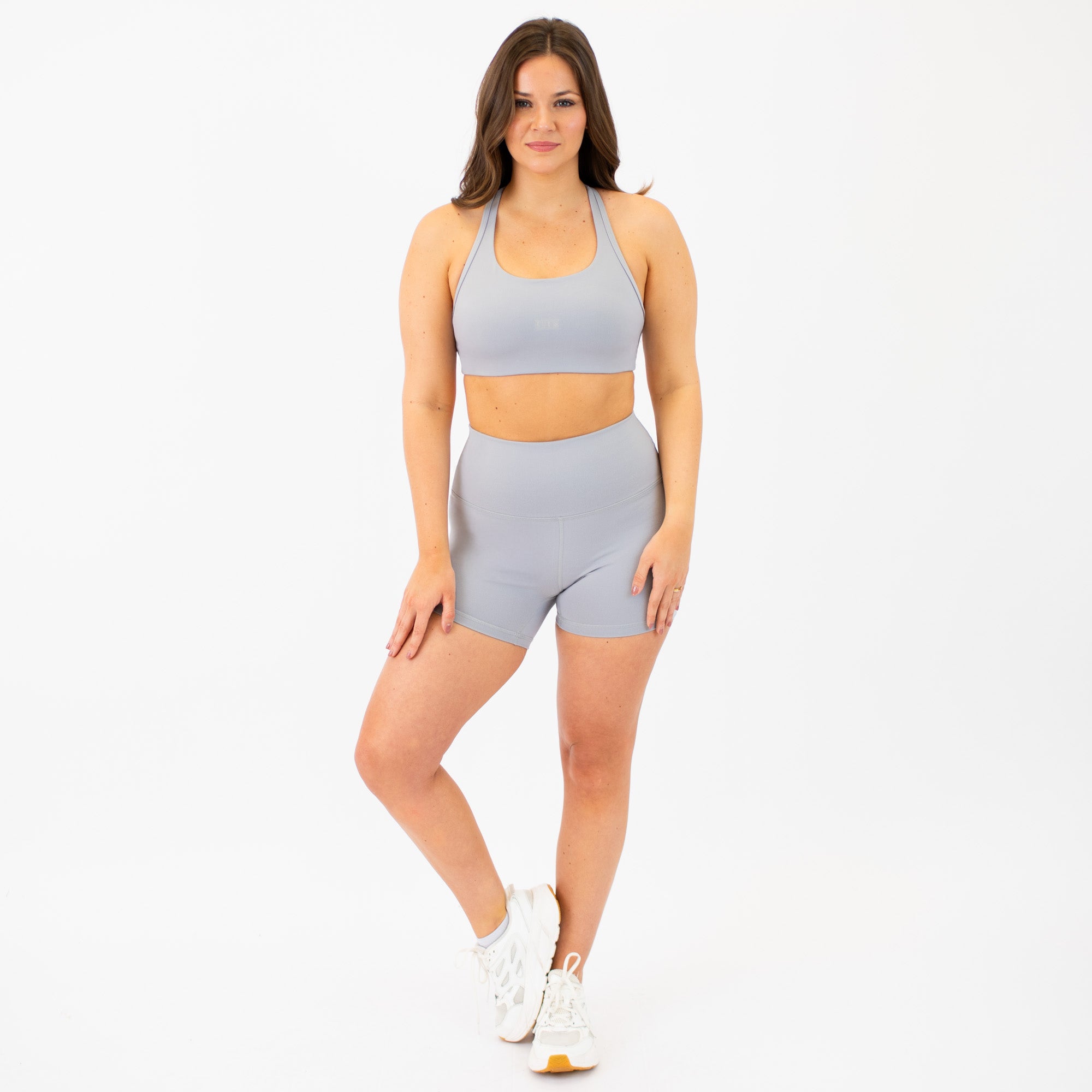 Silver High Rise Spandex Shorts
