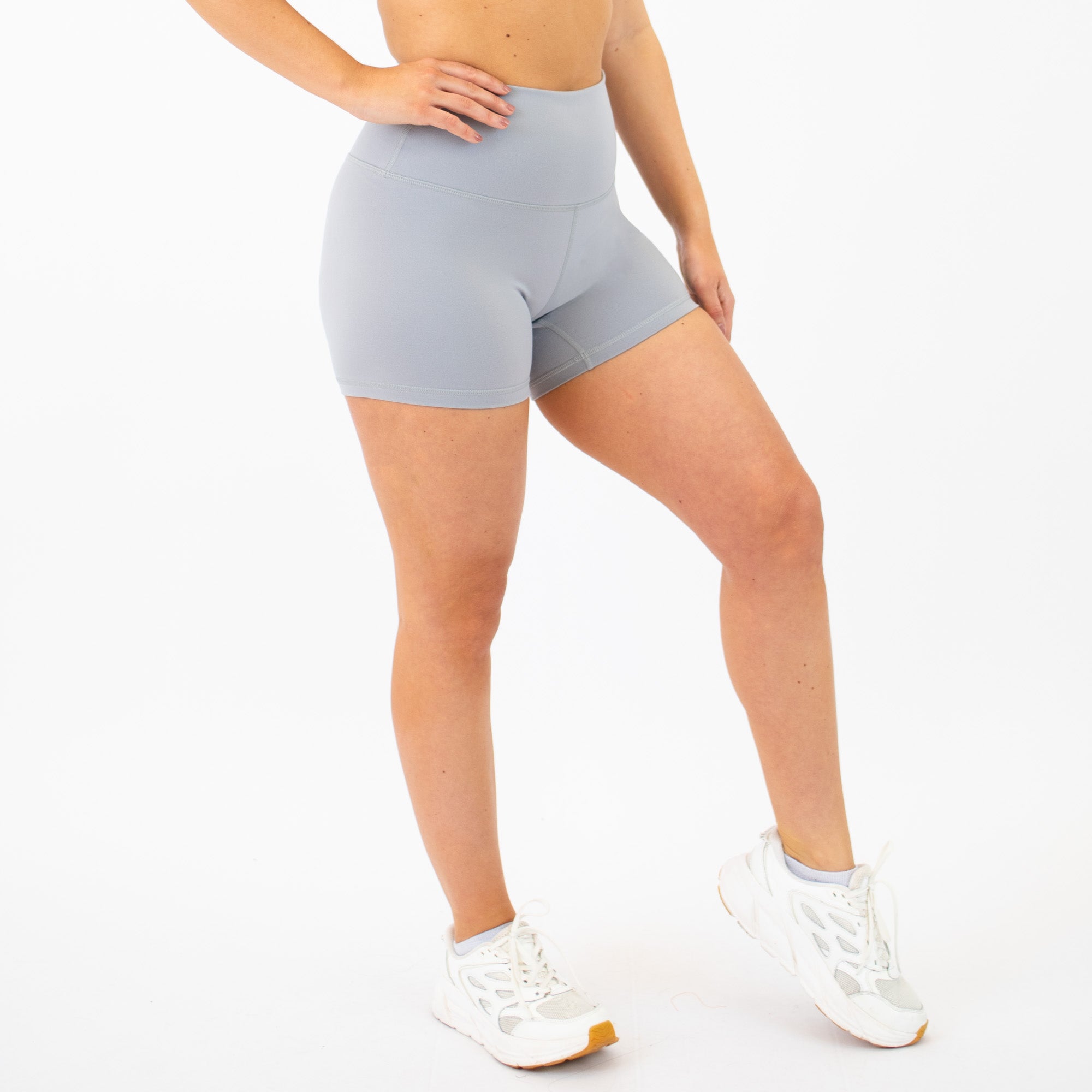 Silver High Rise Spandex Shorts