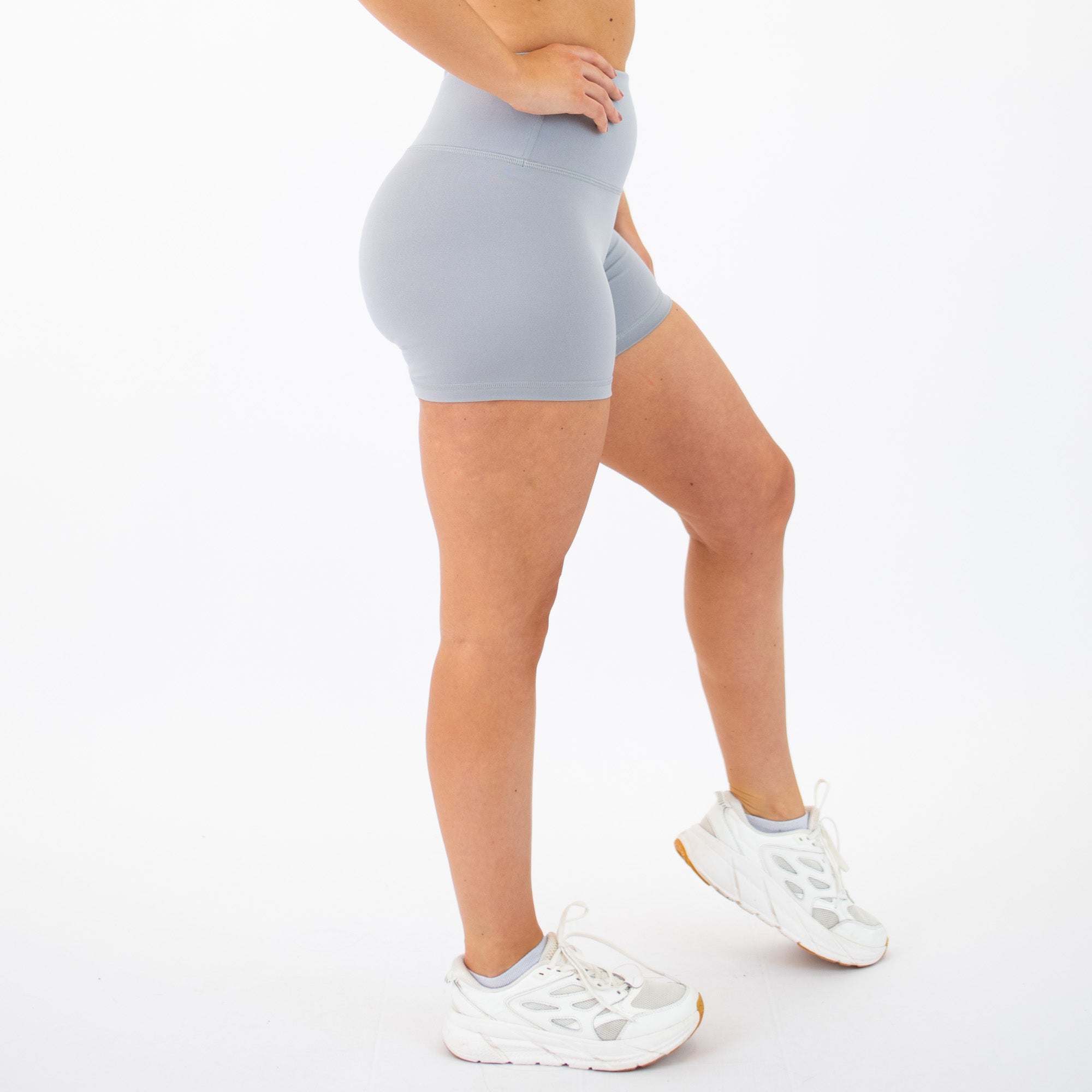 Silver High Rise Spandex Shorts