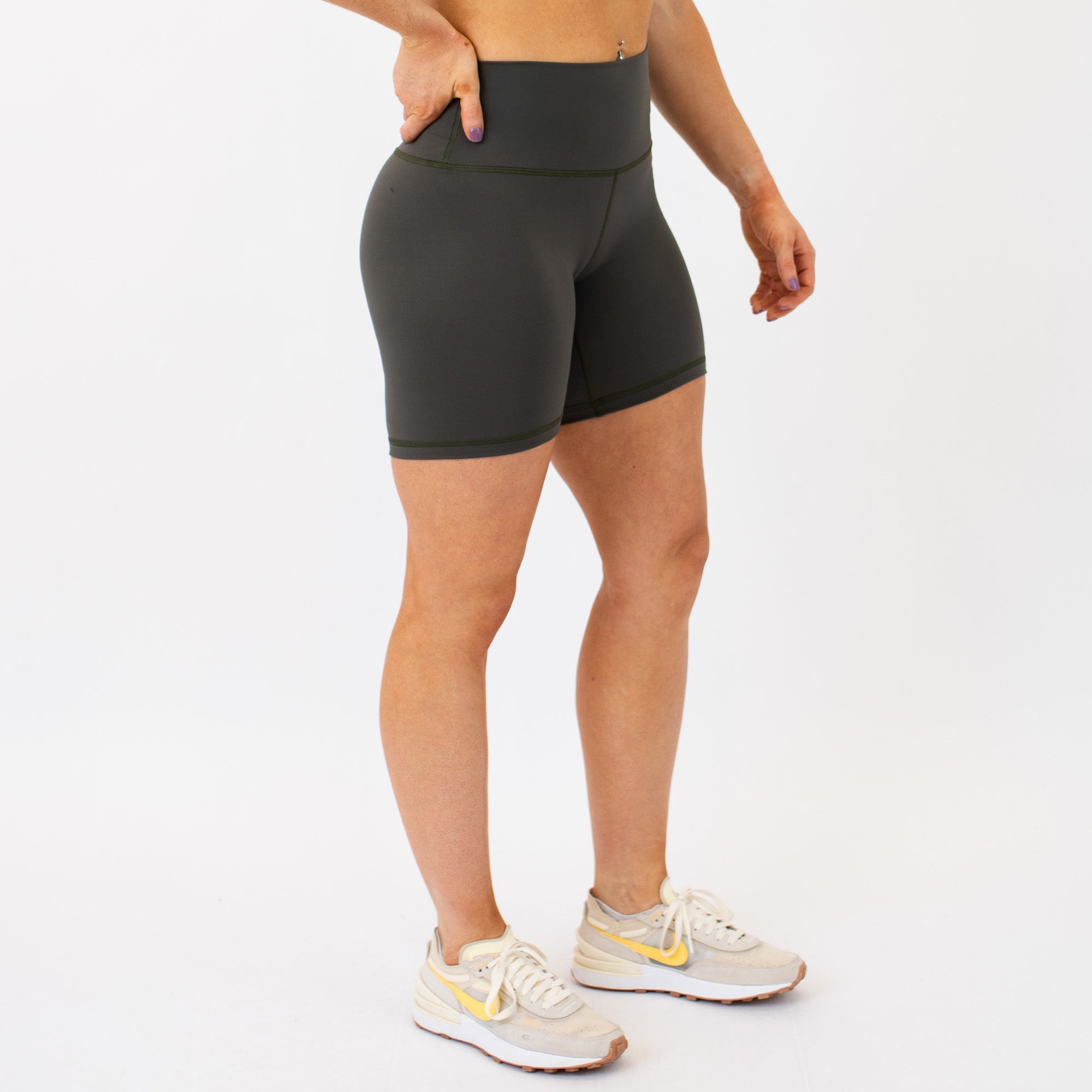 Olive High Rise Biker Spandex Shorts