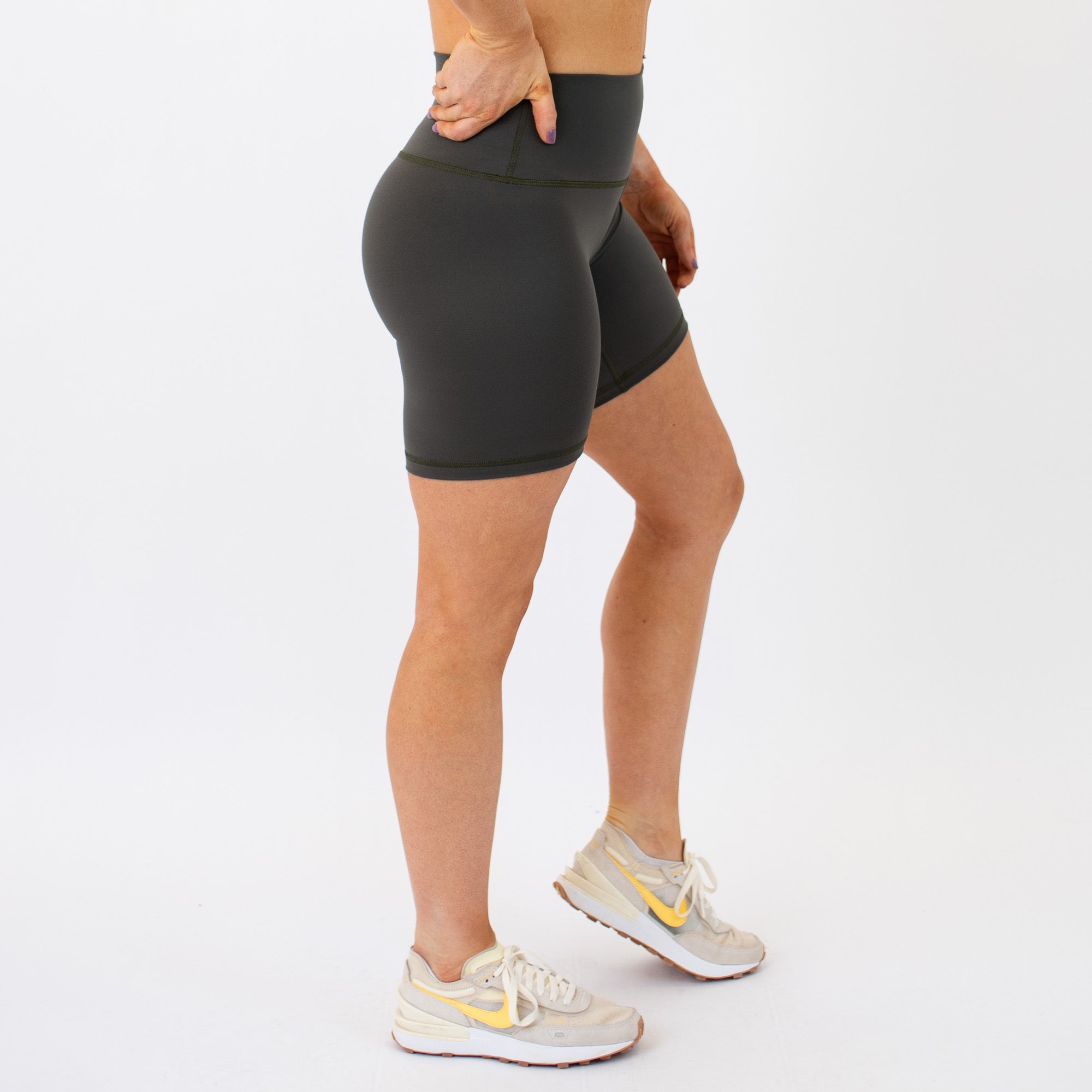 Olive High Rise Biker Spandex Shorts