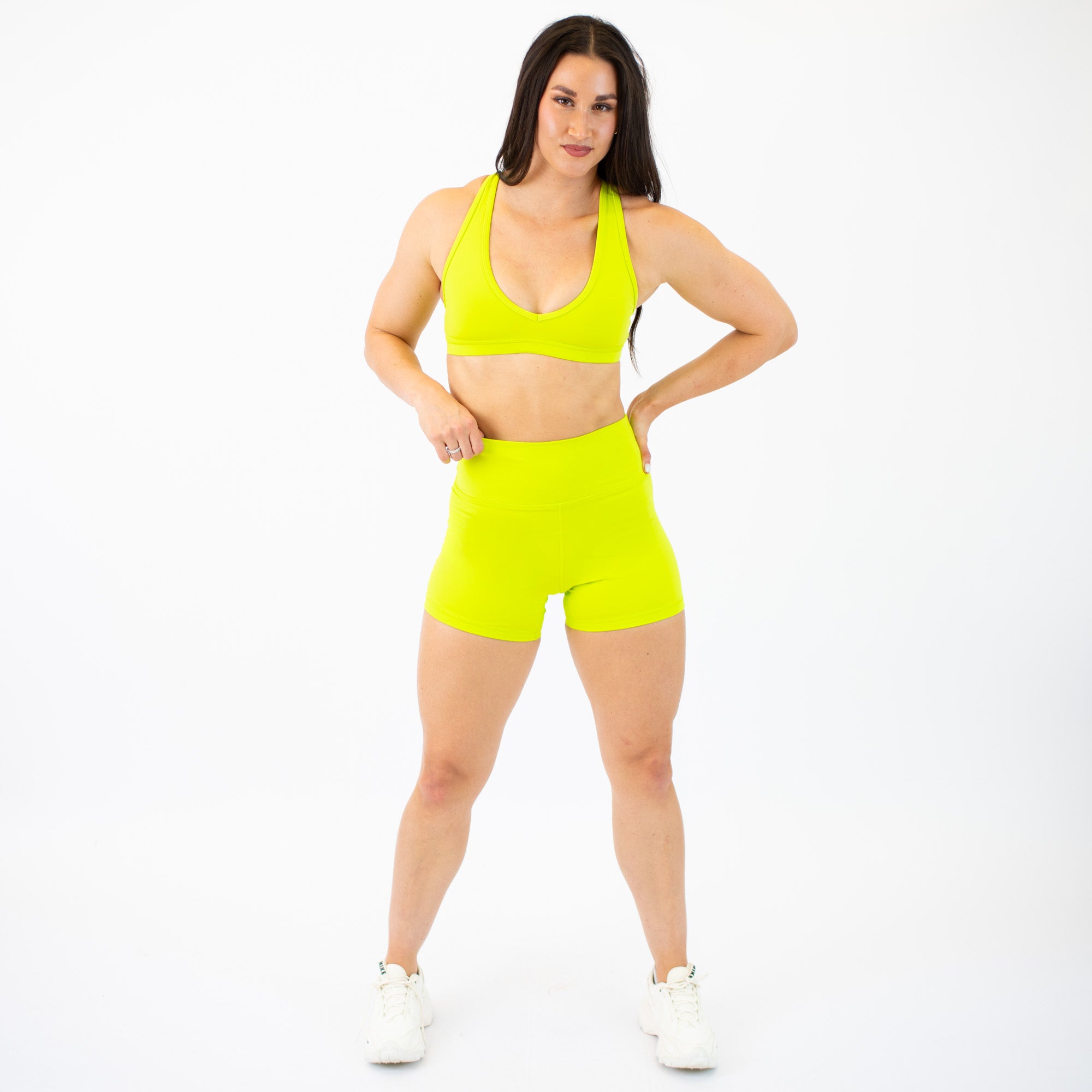Lime Glow High Rise Spandex Shorts