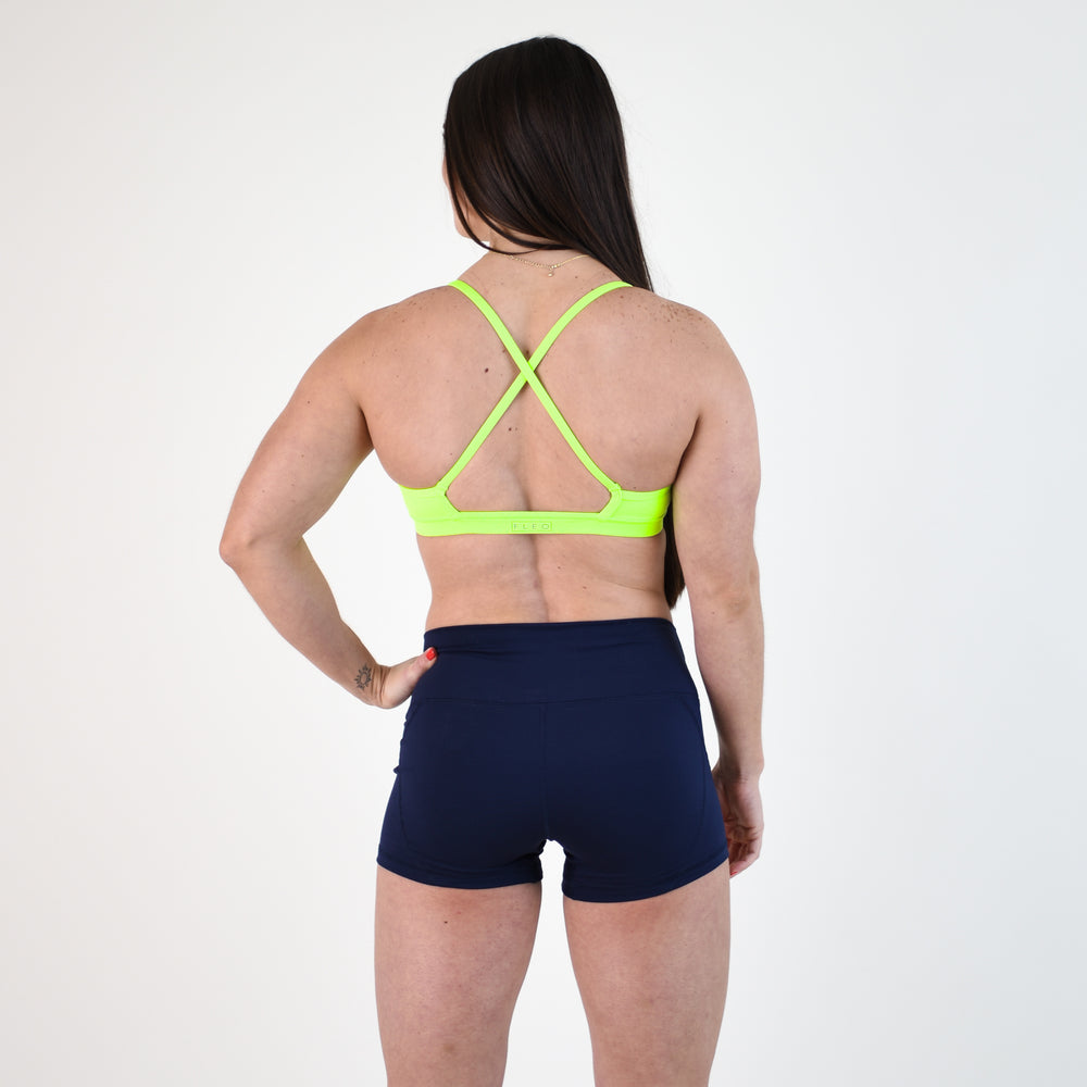 X Back Sports Bra - Chloe in Neon Green