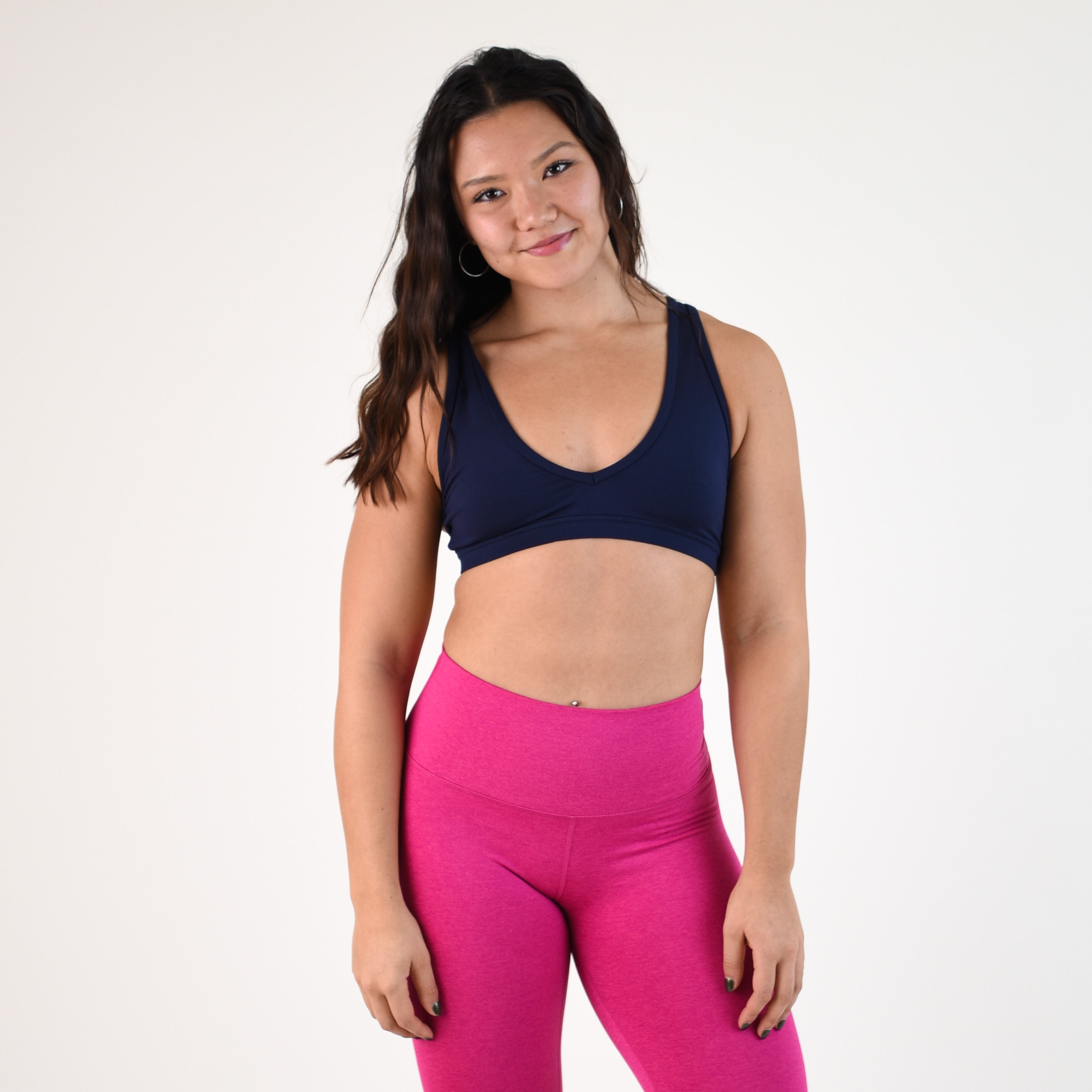 Classic Navy V Back Sports Bra - VaVaVoom 