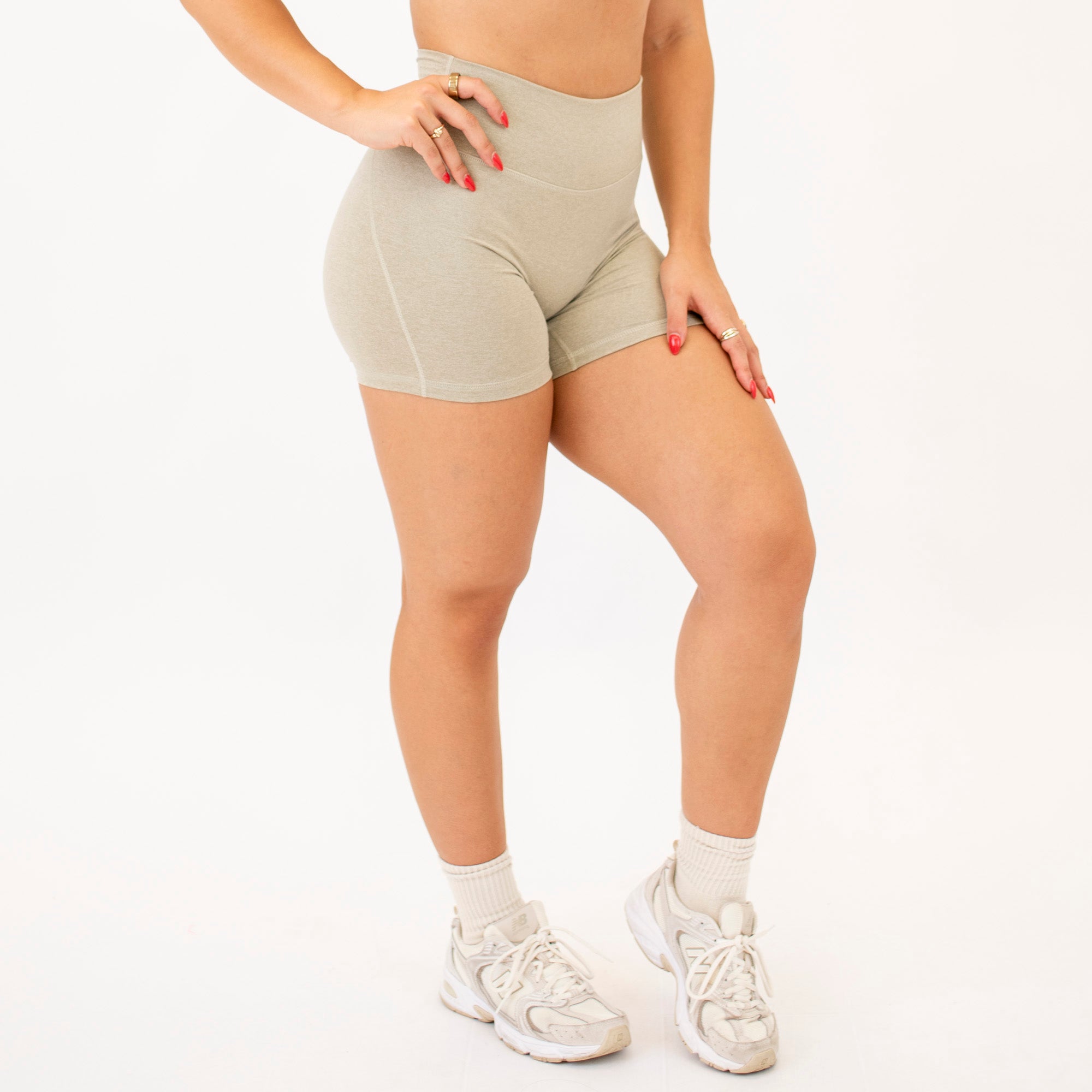 Heather Seneca Gray No Front Seam High Rise Spandex Shorts