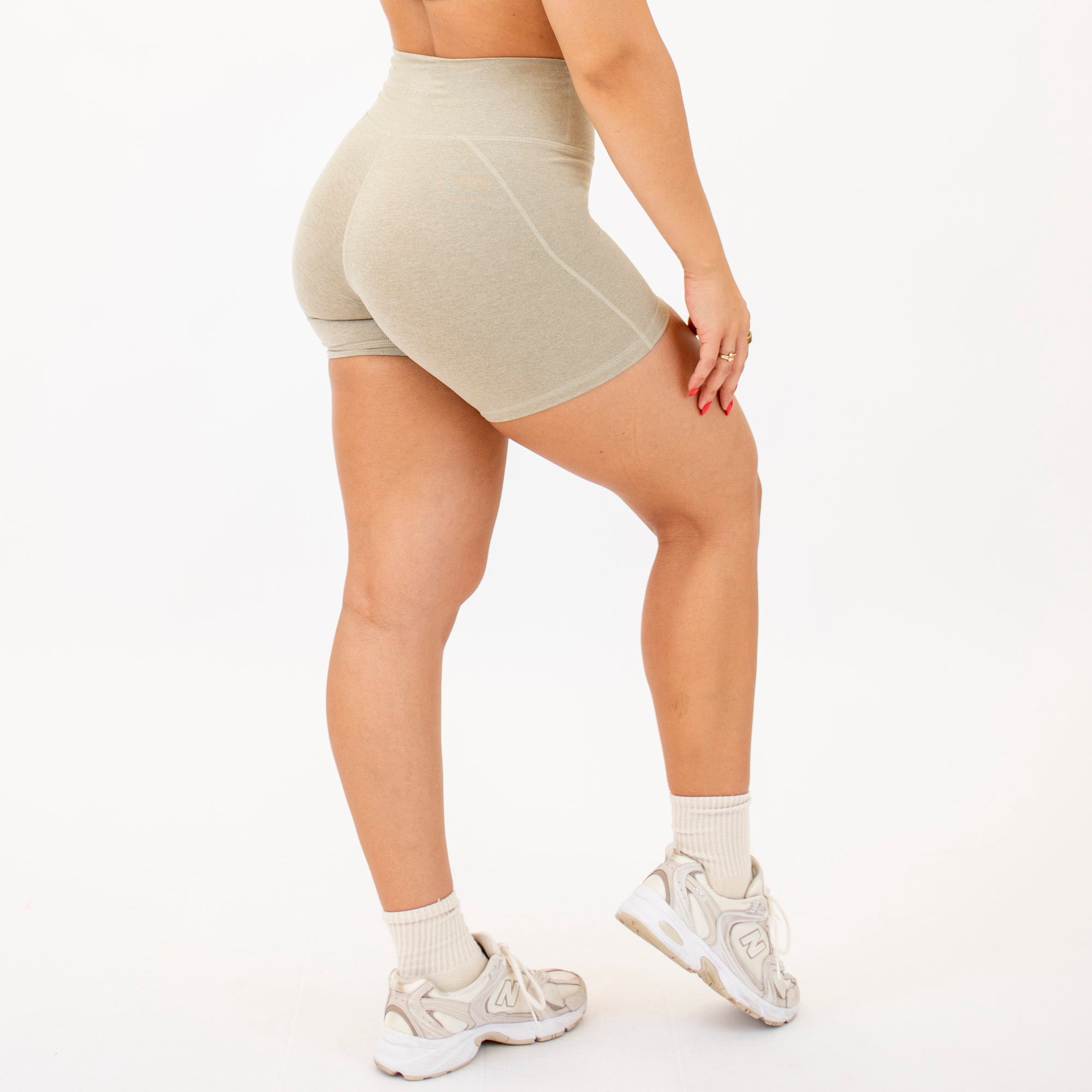 Heather Seneca Gray No Front Seam High Rise Spandex Shorts