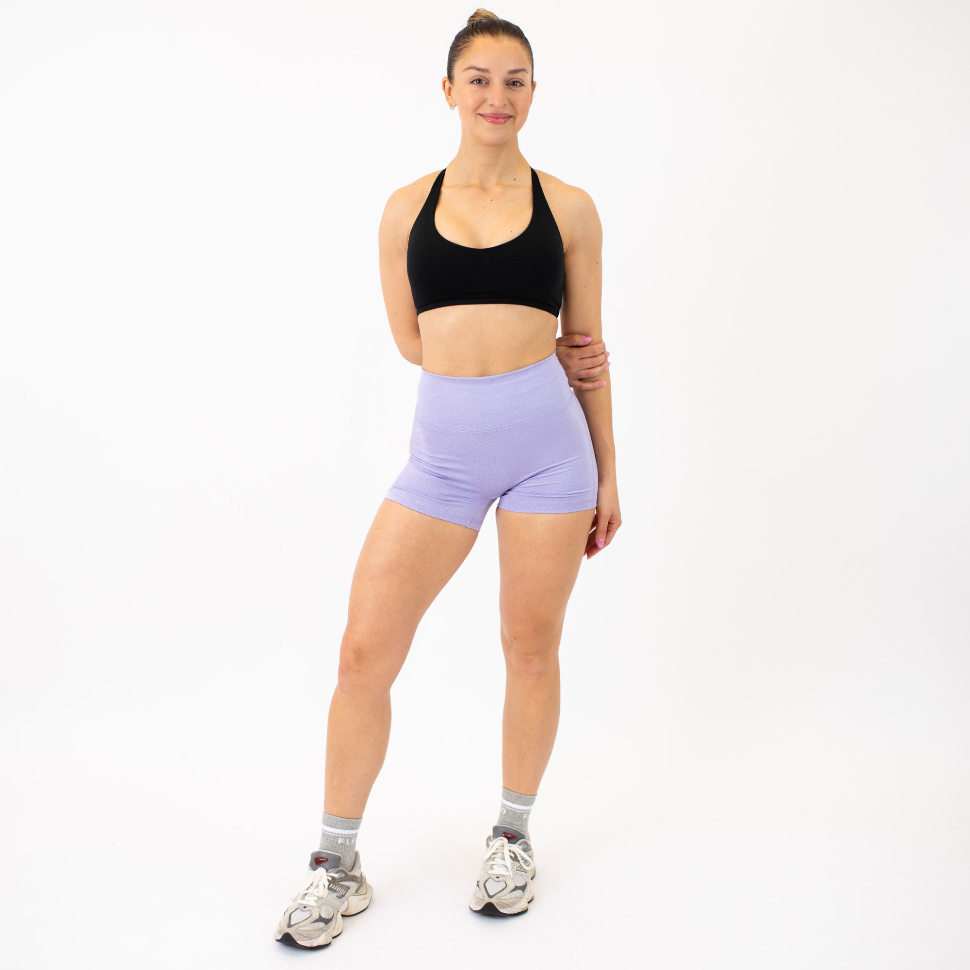 Heather Lavender No Front Seam High Rise Spandex Shorts