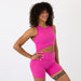 Heather Electric Raspberry Curve Crop Tank - Fitted