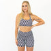 Racerback Sports Bra - Sage in Black & White Check