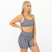 Racerback Sports Bra - Sage in Black & White Check