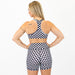 Racerback Sports Bra - Sage in Black & White Check