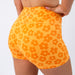 Orange Daisy No Front Seam High Rise Spandex Shorts