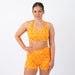 Racerback Sports Bra - Sage in Orange Daisy