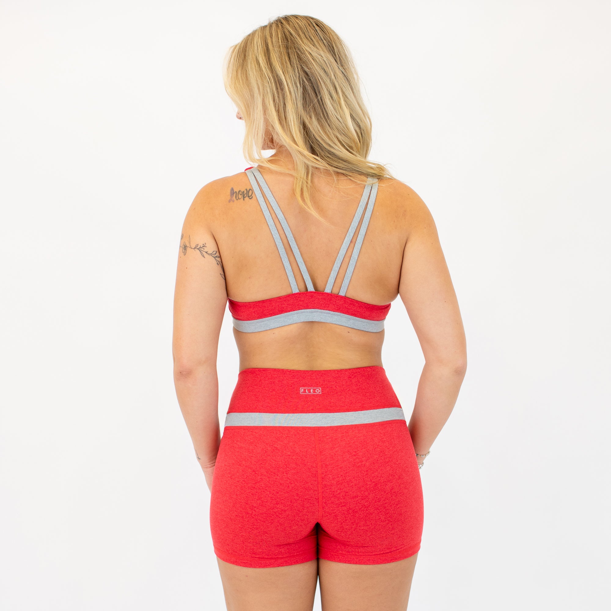 Lexi Sports Bra - Heather Lollipop and Heather Light Gray -2