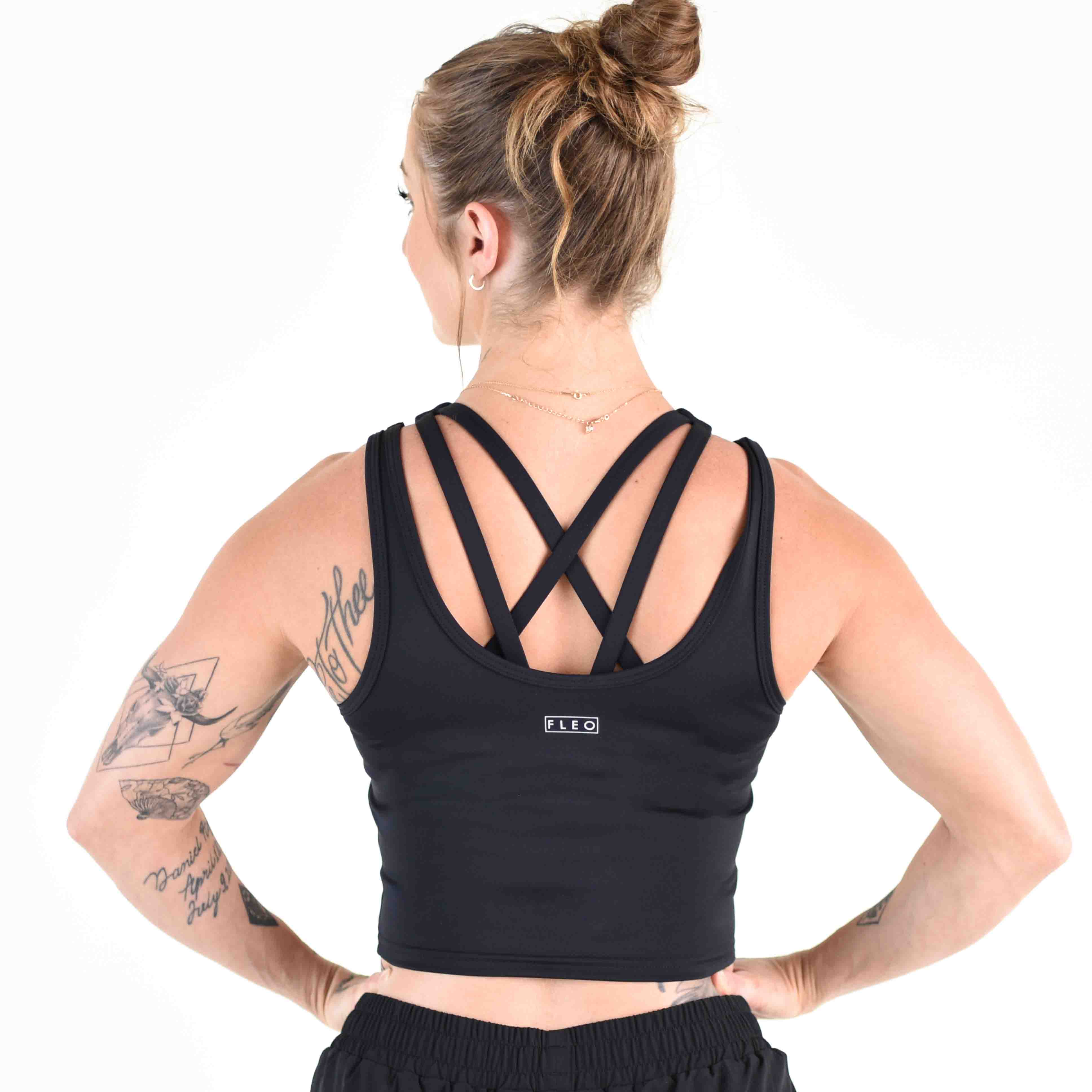 Low Back Crop Tank - Black Speed Breeze