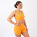 Racerback Sports Bra - Sage in Orange Daisy