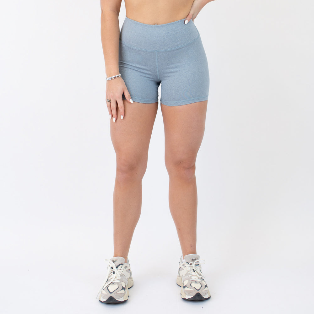 Heather Calm Blue High Rise Spandex Shorts