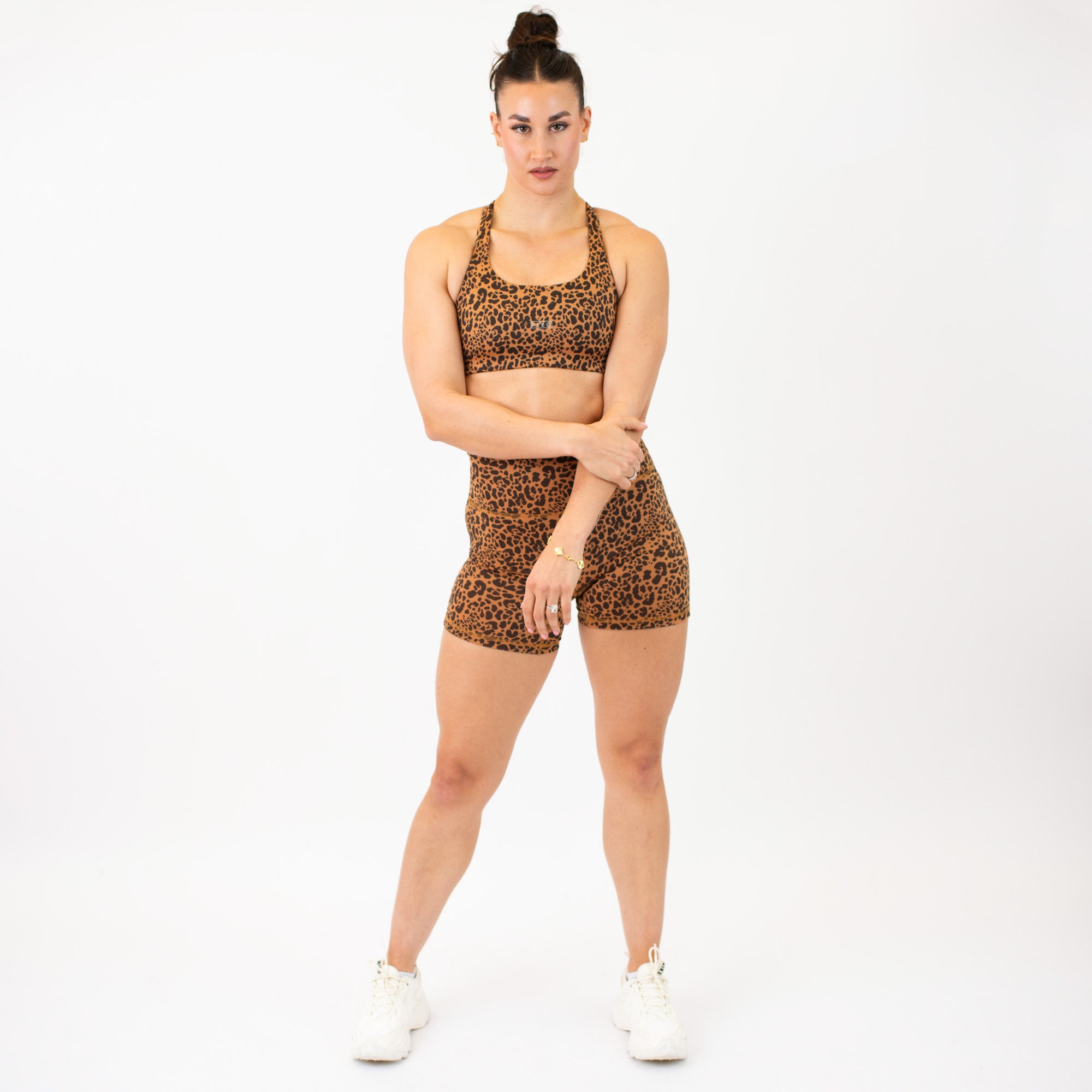 Racerback Sports Bra - Sage in Classic Leopard