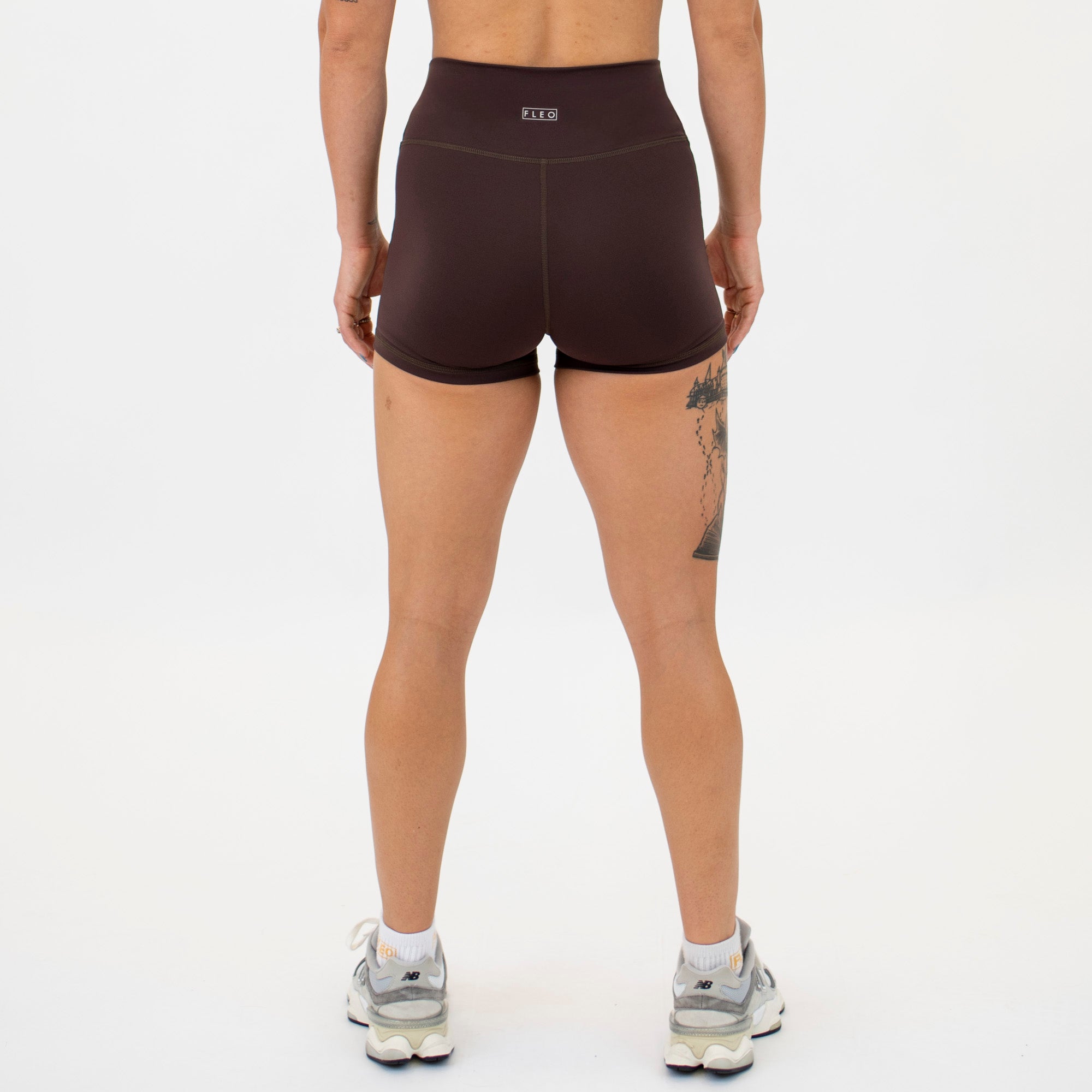Chocolate No Front Seam High Rise Spandex Shorts