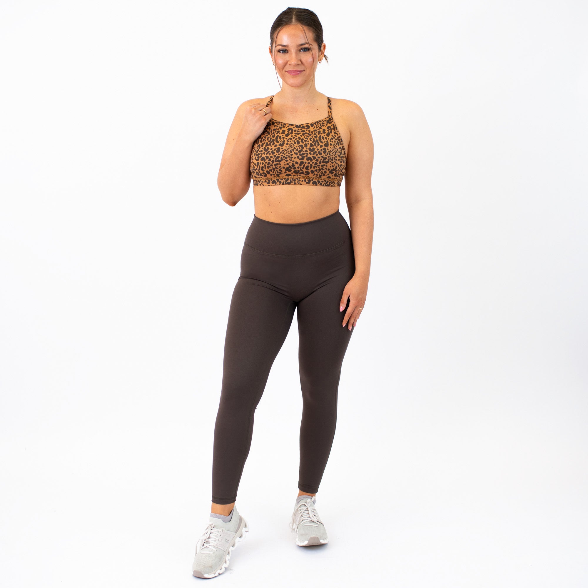 Classic Leopard X Back Sports Bra - Chloe high neck