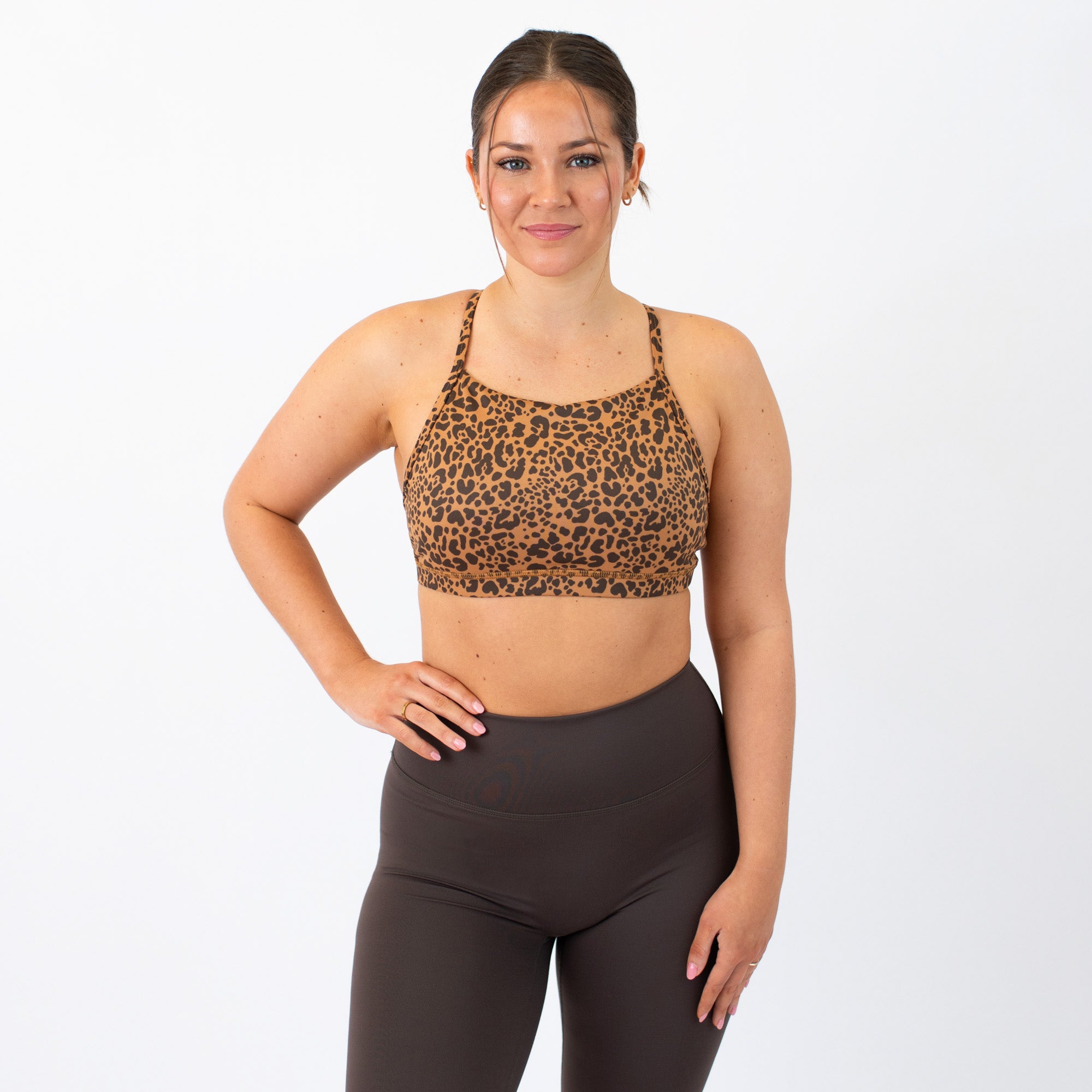 Classic Leopard X Back Sports Bra - Chloe high neck