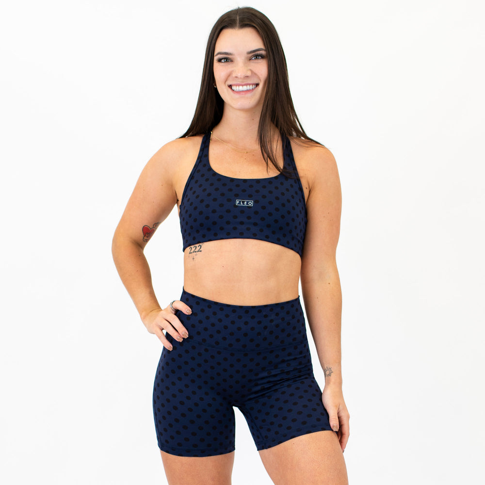 Racerback Sports Bra - Sage in Polka Dot