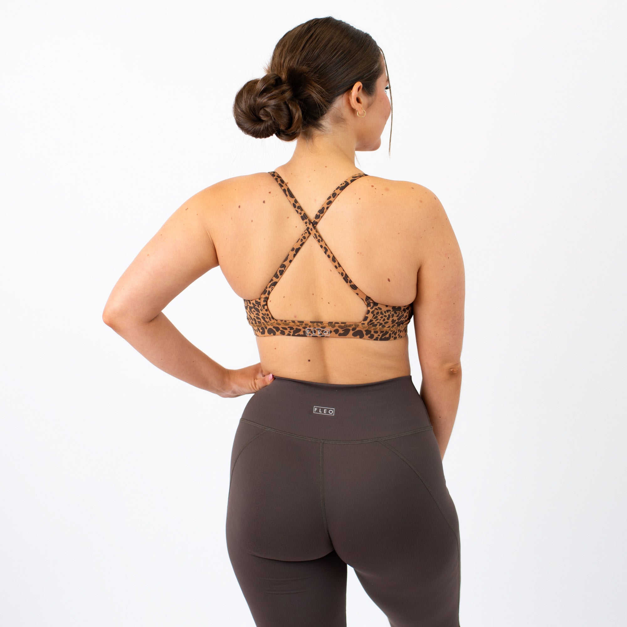 Classic Leopard X Back Sports Bra - Chloe high neck