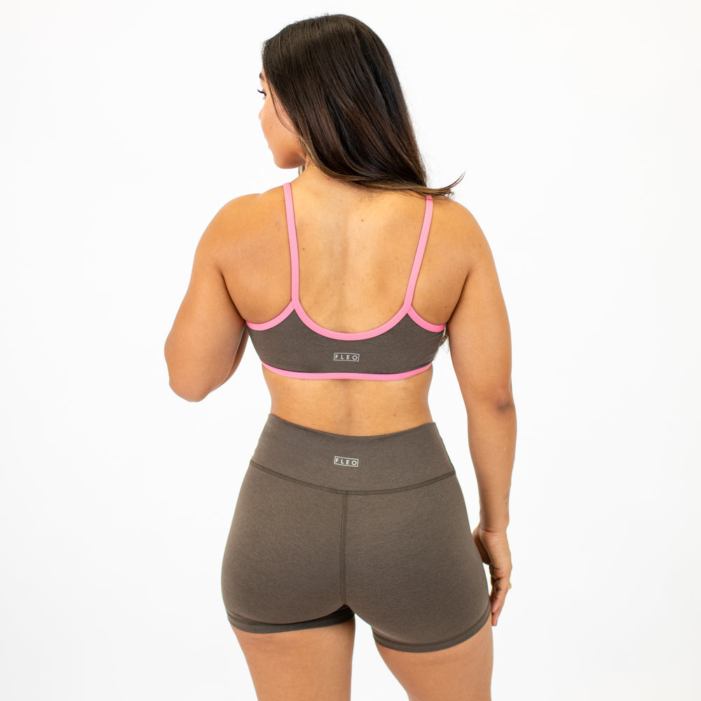 Heather Mocha + Rosy Future Bandeau Sports Bra -2