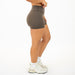 Heather Mocha No Front Seam High Rise Spandex Shorts -5
