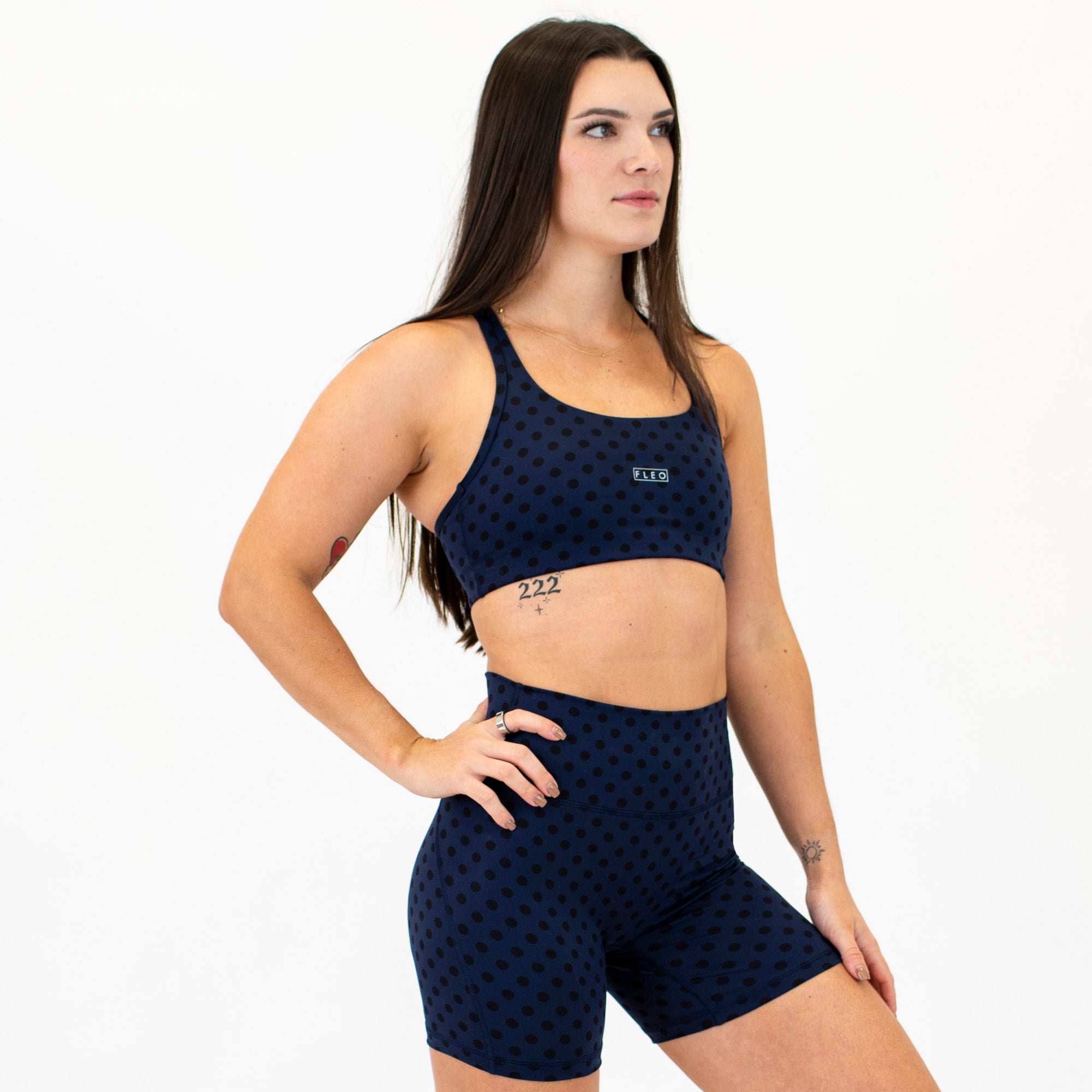 Racerback Sports Bra - Sage in Polka Dot
