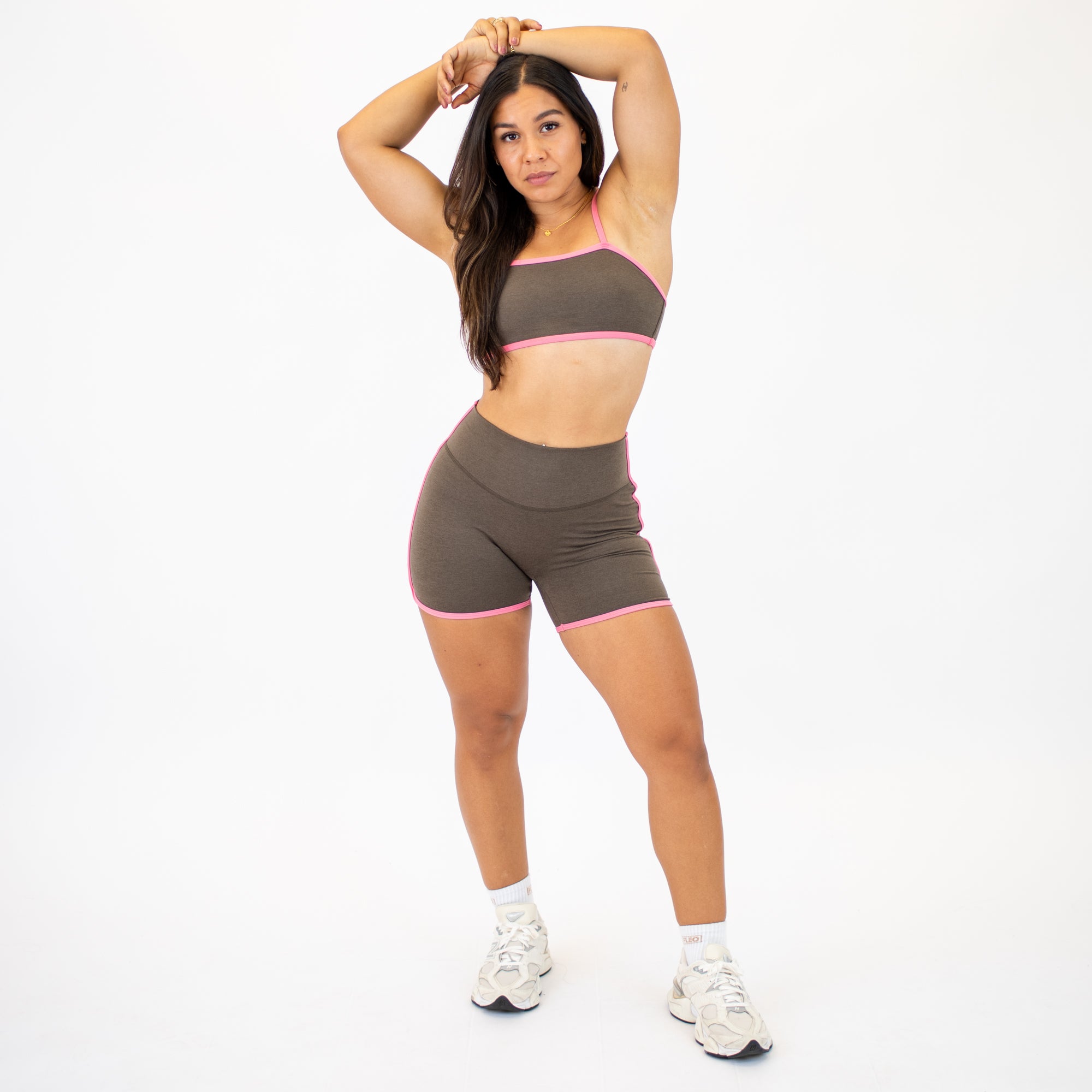 Heather Mocha/ Rosy Future Retro Spandex Shorts -3