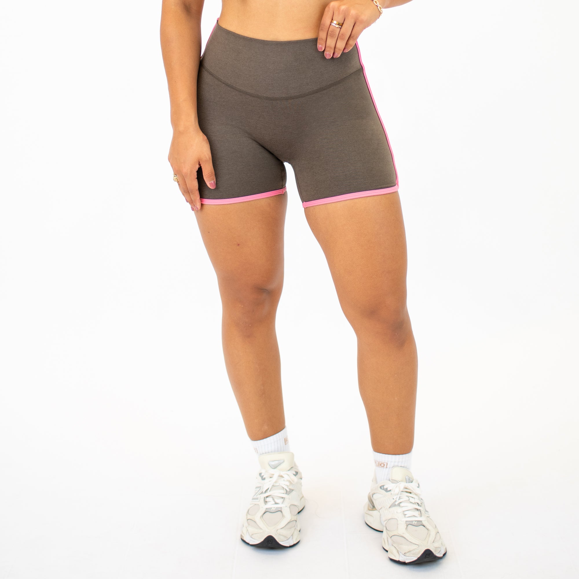 Heather Mocha/ Rosy Future Retro Spandex Shorts -1