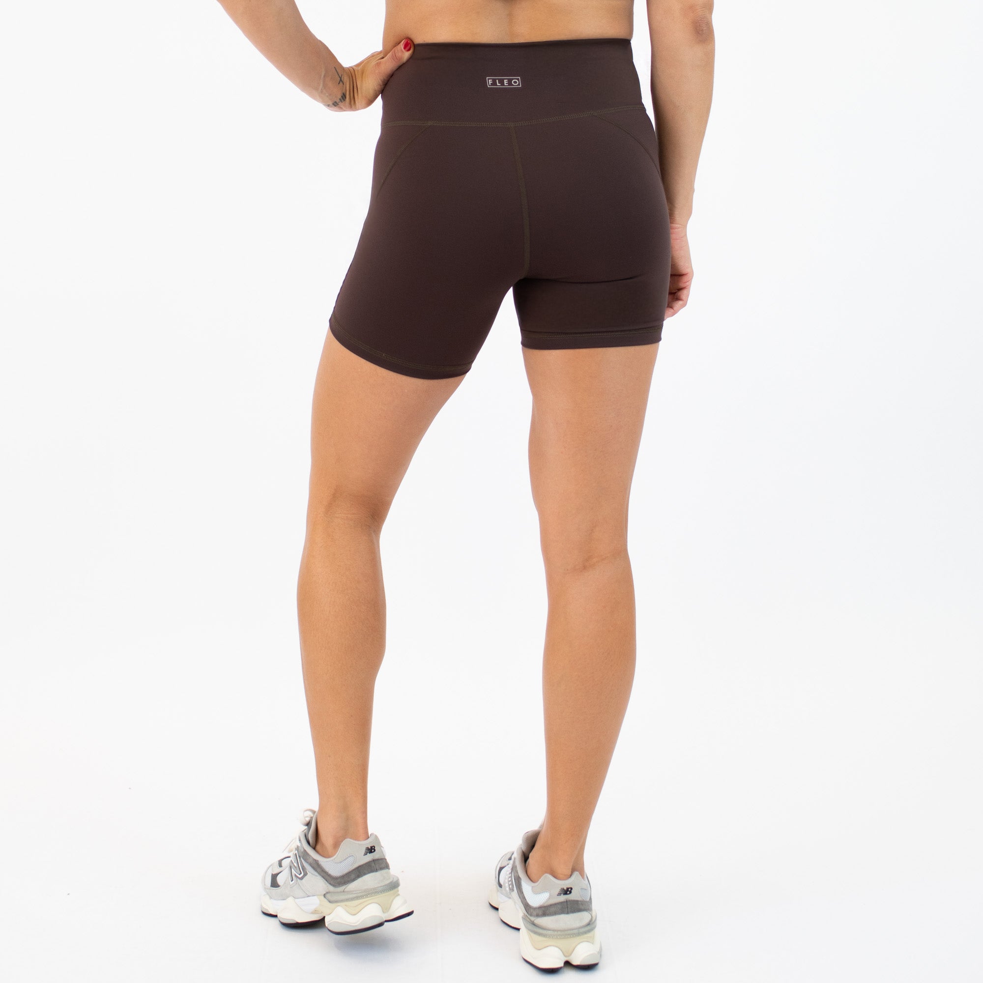 Chocolate No Front Seam High Rise Spandex Shorts