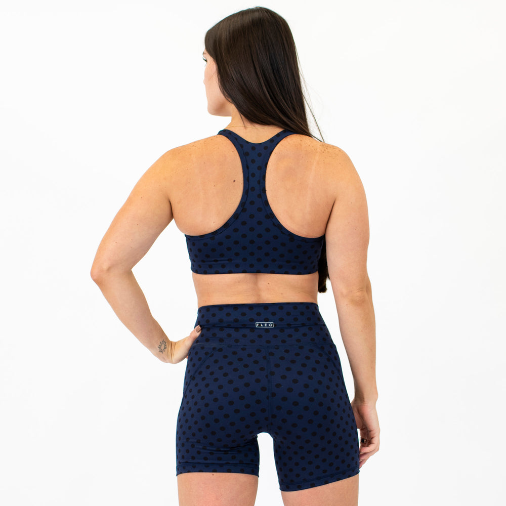 Racerback Sports Bra - Sage in Polka Dot